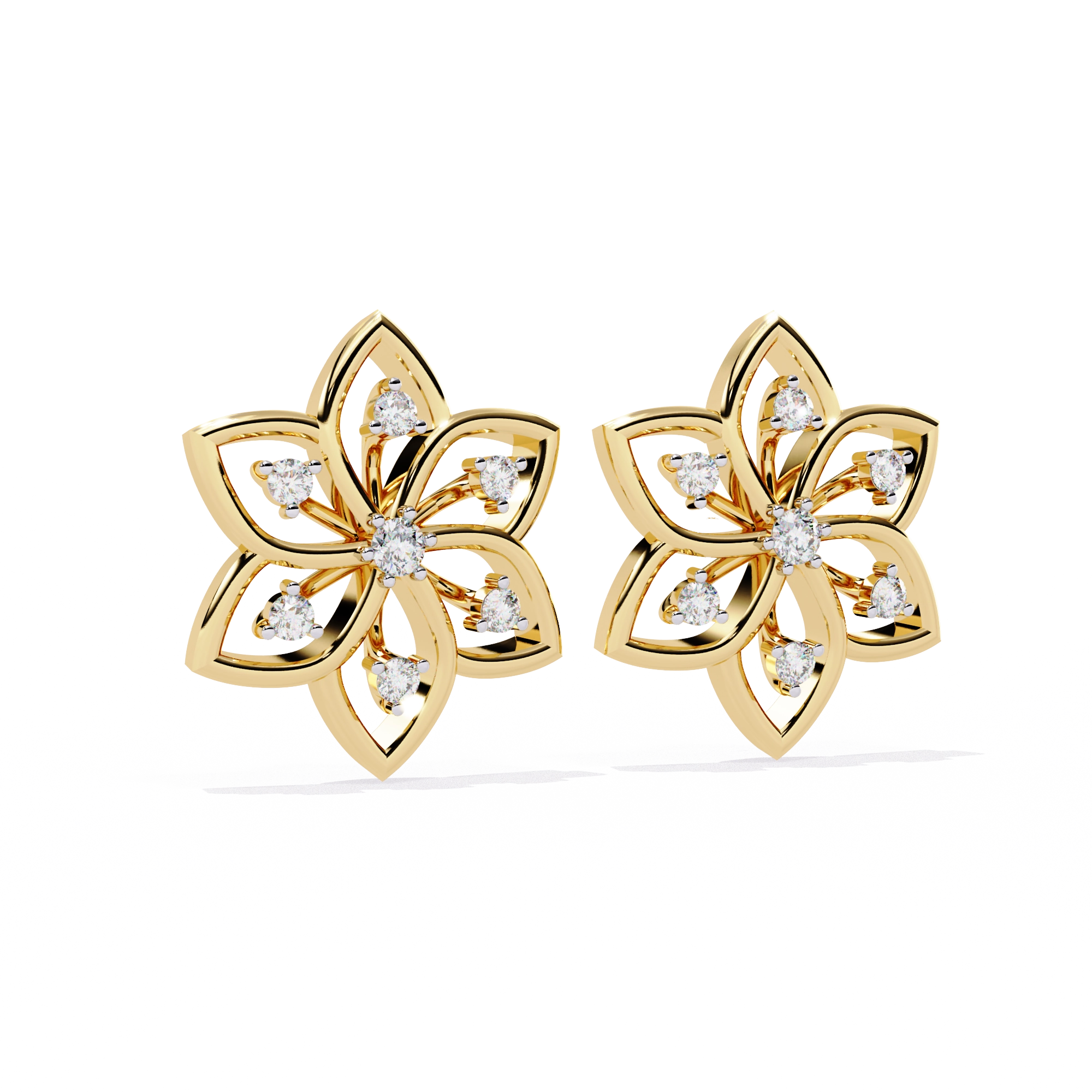Lotus Diamond Stud Earrings