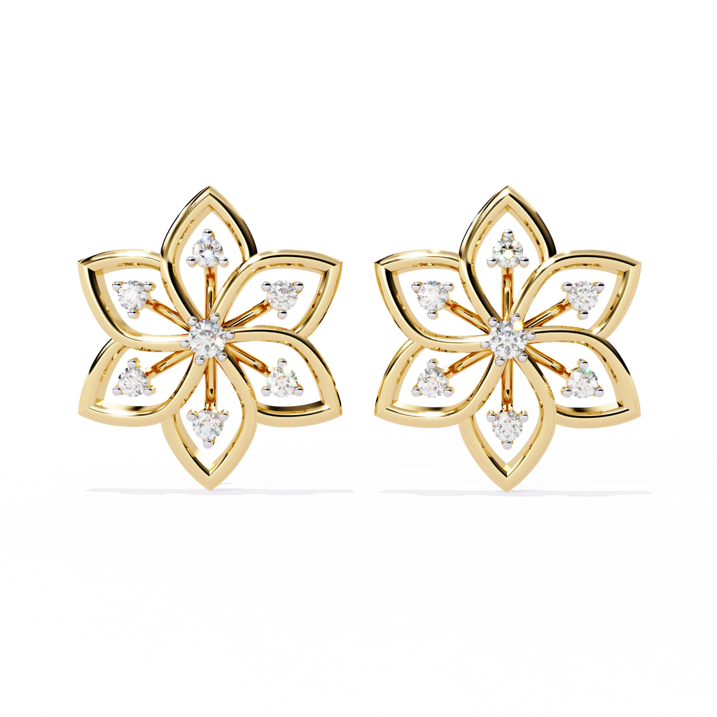 Lotus Diamond Stud Earrings