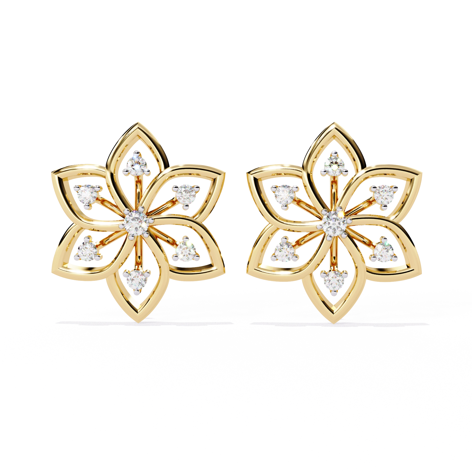 Lotus Diamond Stud Earrings