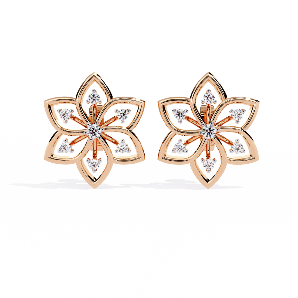 Lotus Diamond Stud Earrings