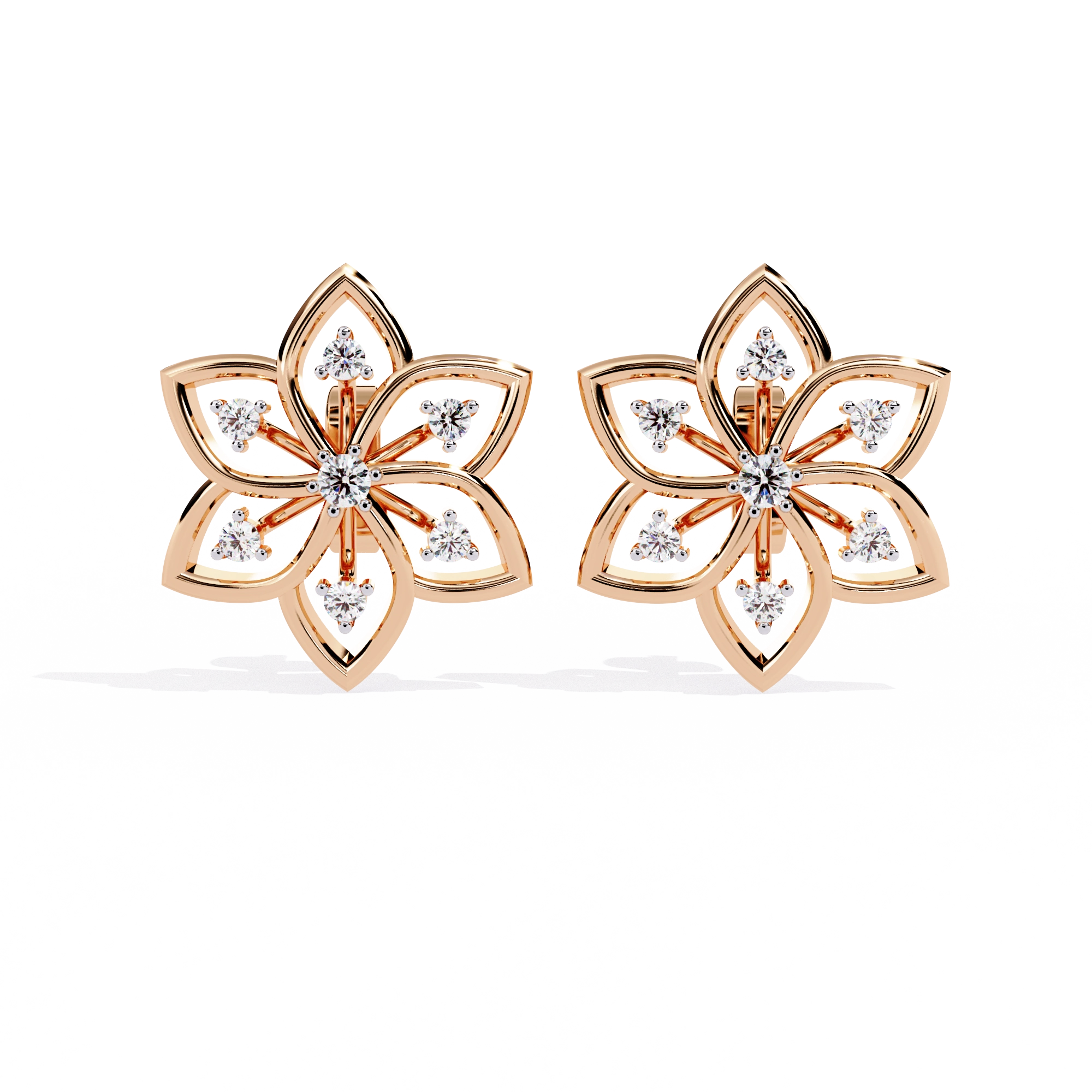 Lotus Diamond Stud Earrings