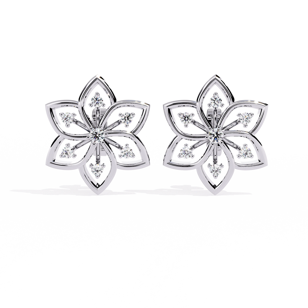 Lotus Diamond Stud Earrings