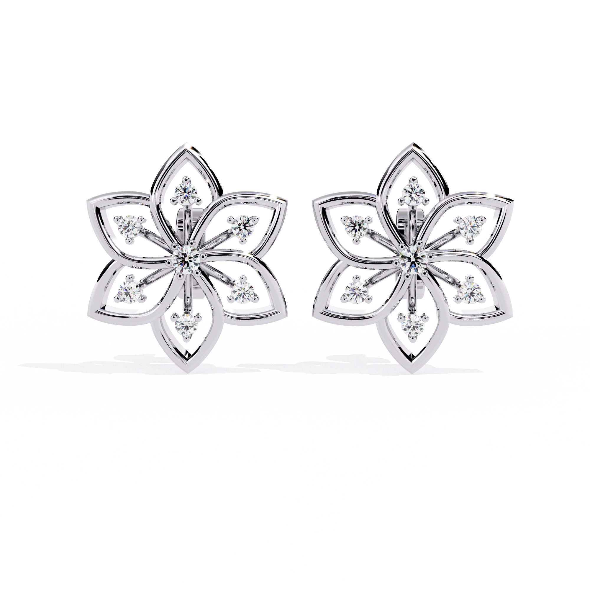 Lotus Diamond Stud Earrings