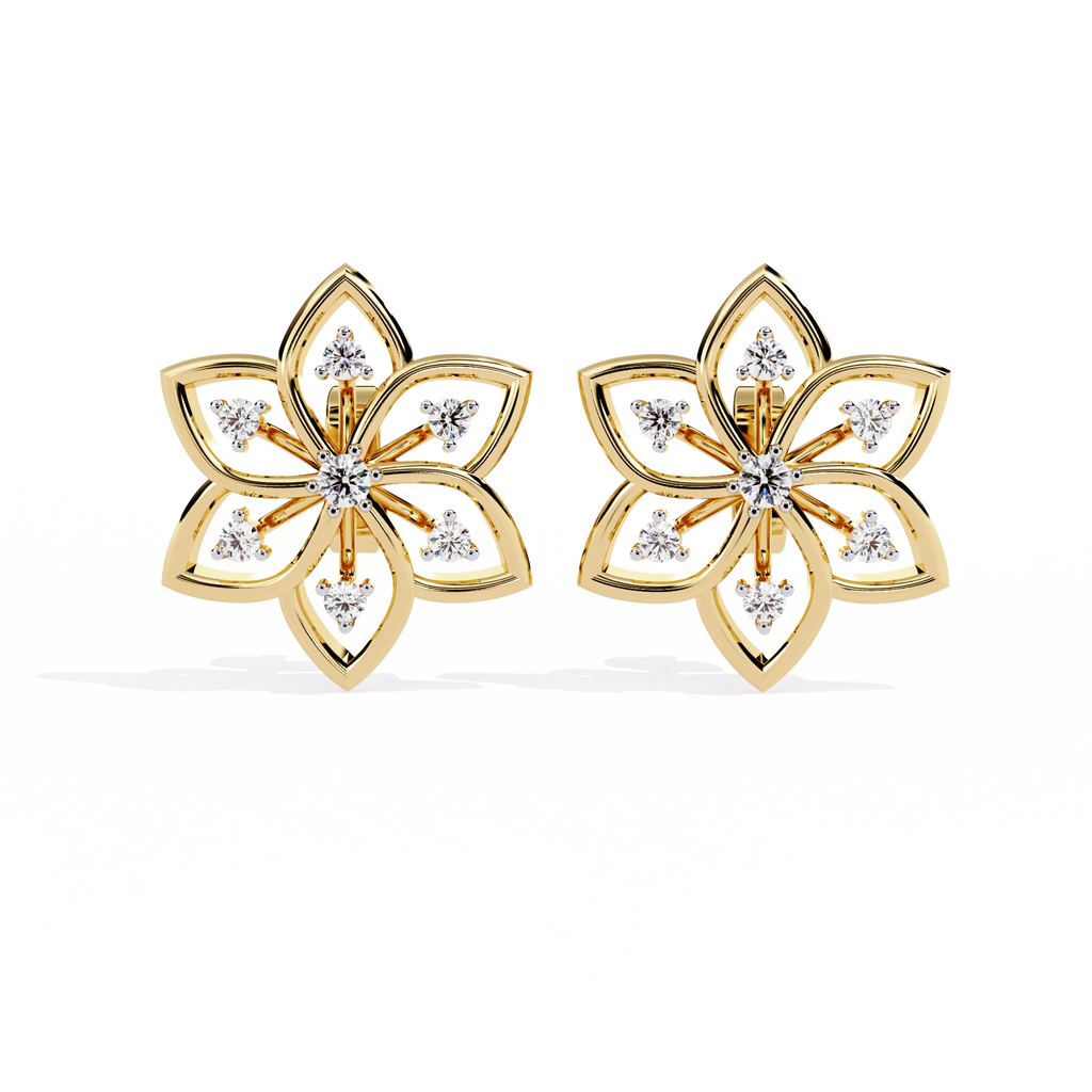 Lotus Diamond Stud Earrings
