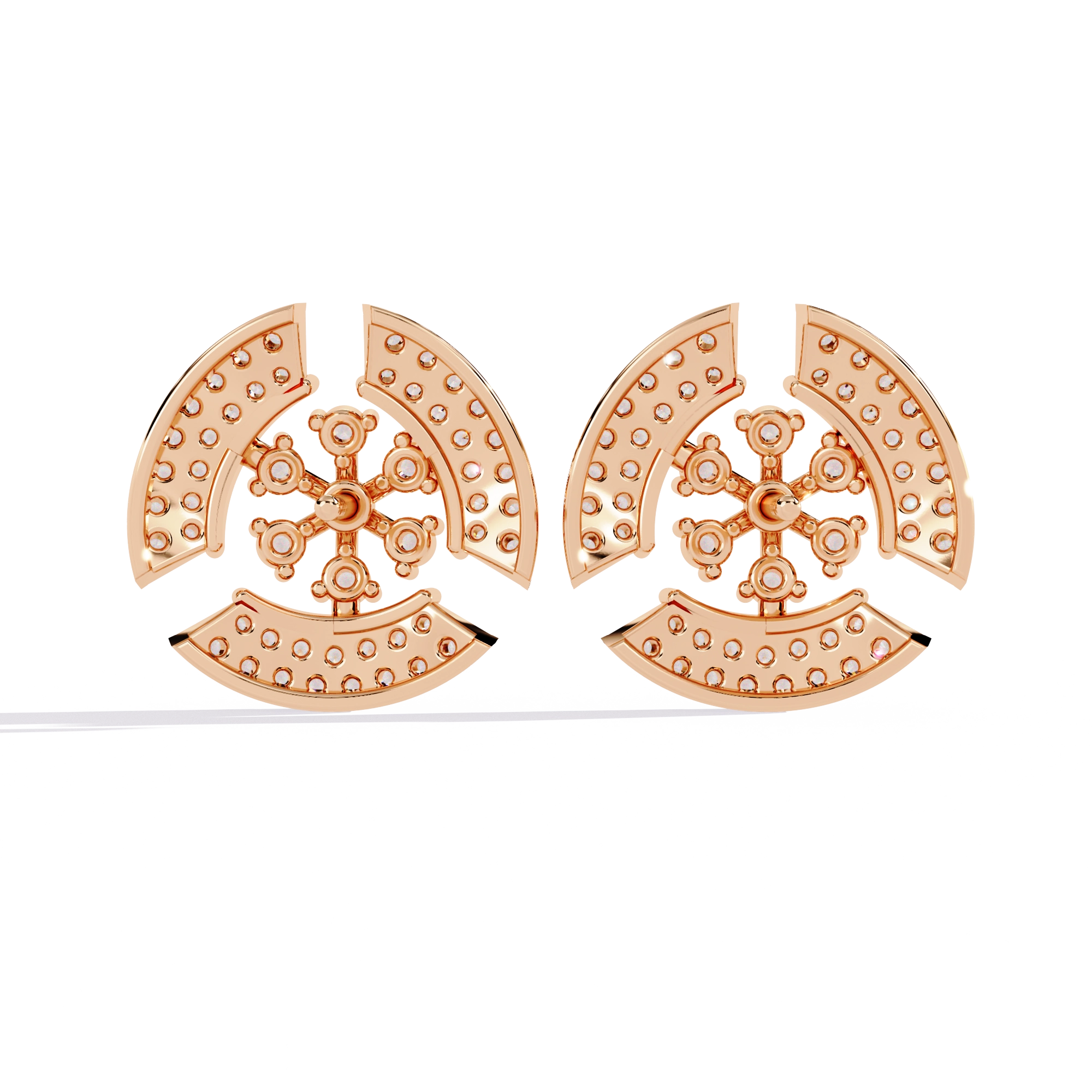Crescent Diamond Stud Earrings