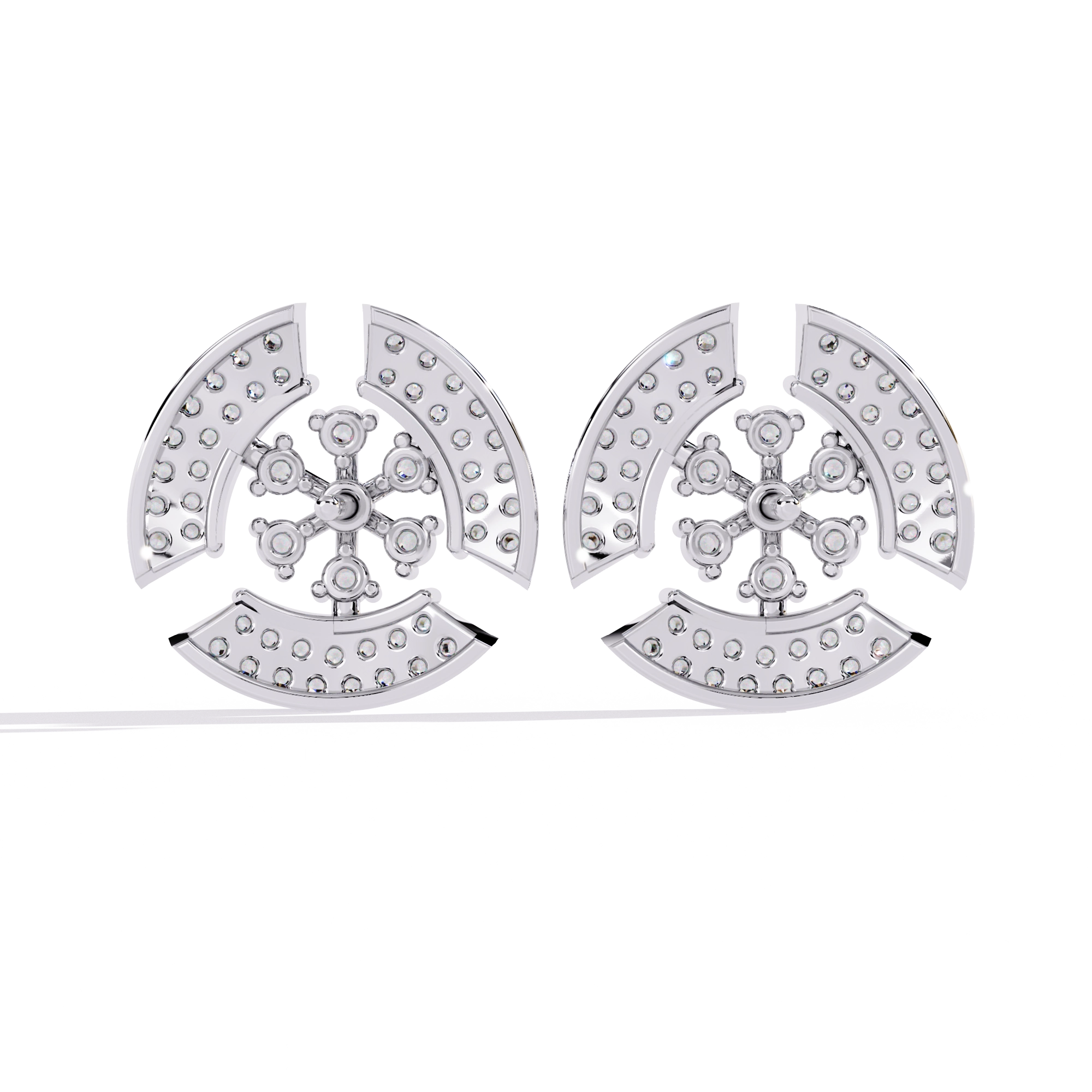 Crescent Diamond Stud Earrings