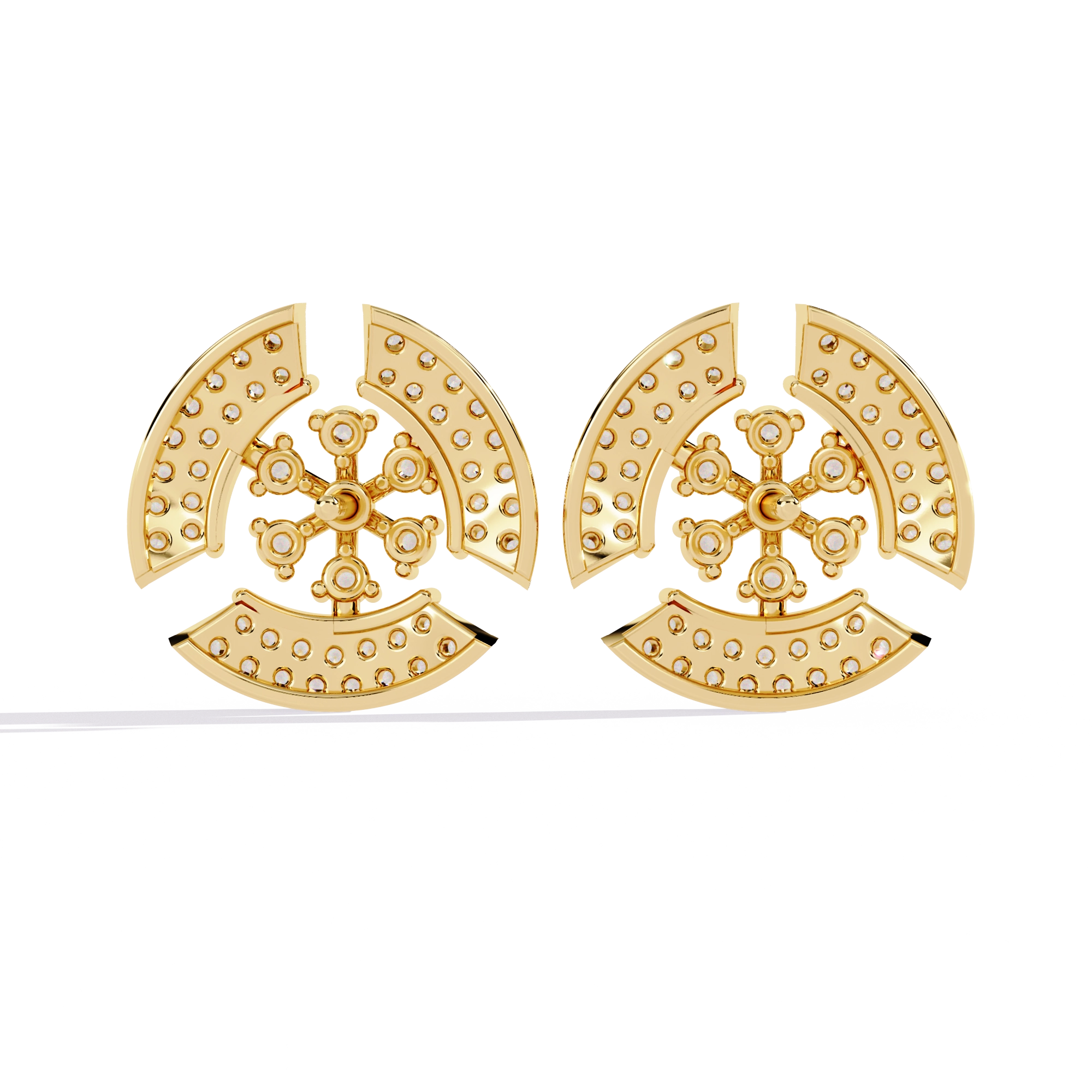 Crescent Diamond Stud Earrings