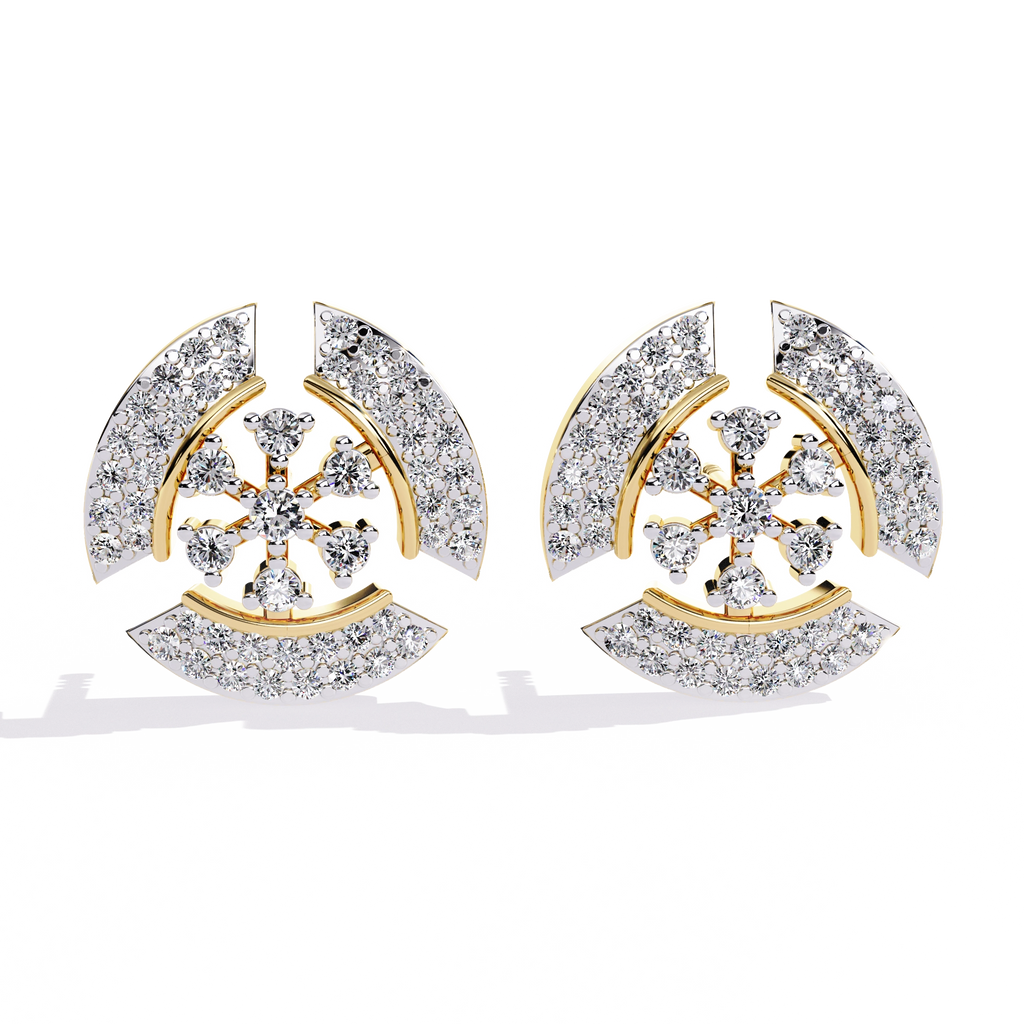Crescent Diamond Stud Earrings