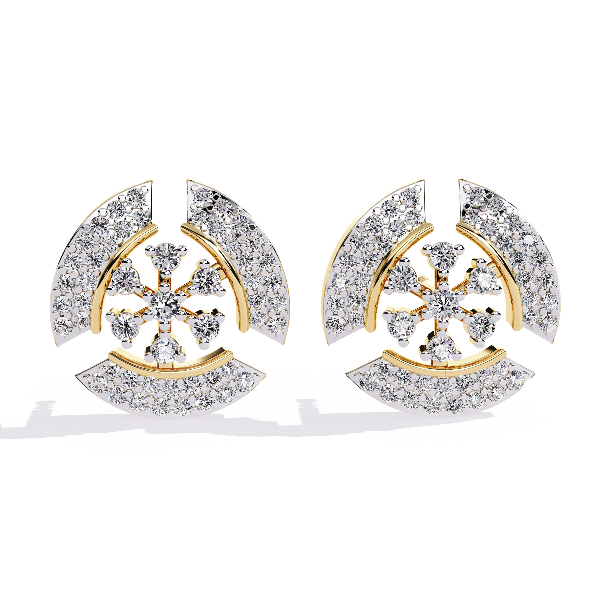 Crescent Diamond Stud Earrings