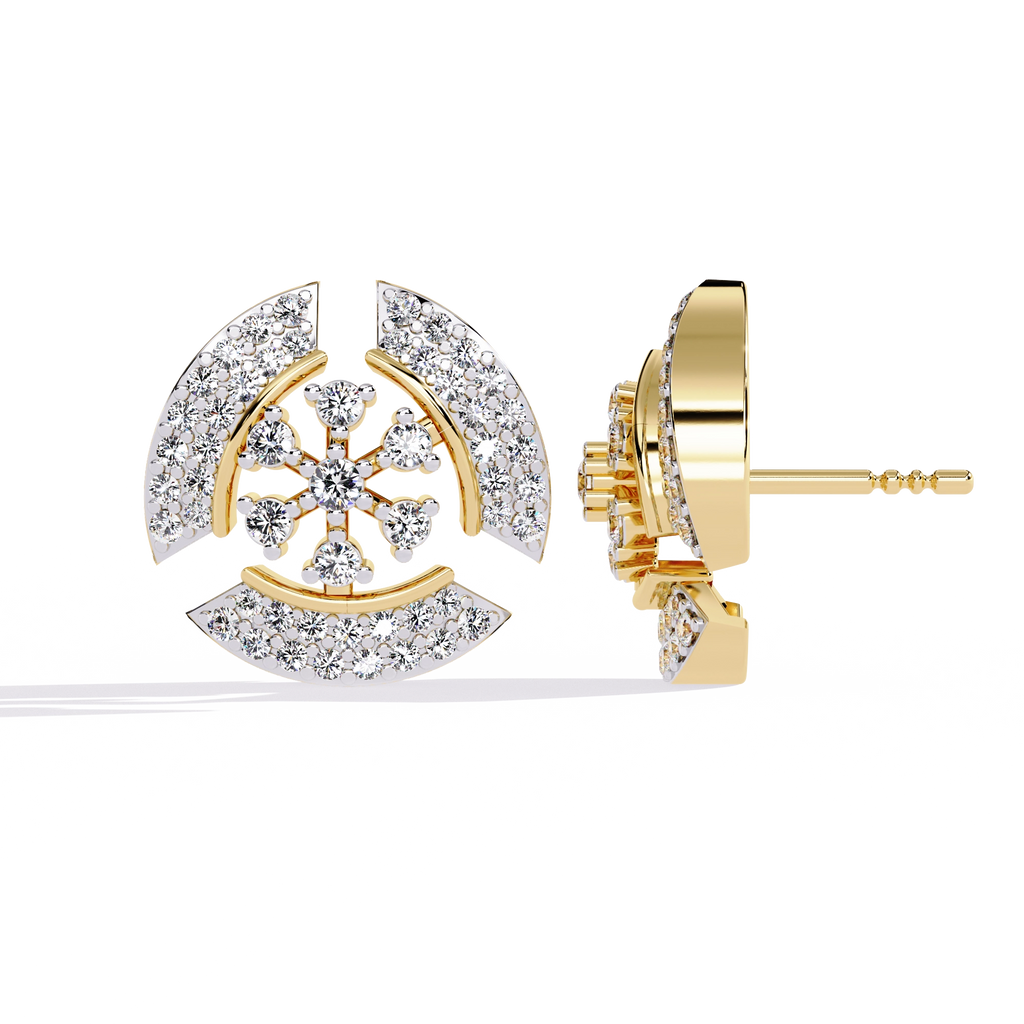 Crescent Diamond Stud Earrings