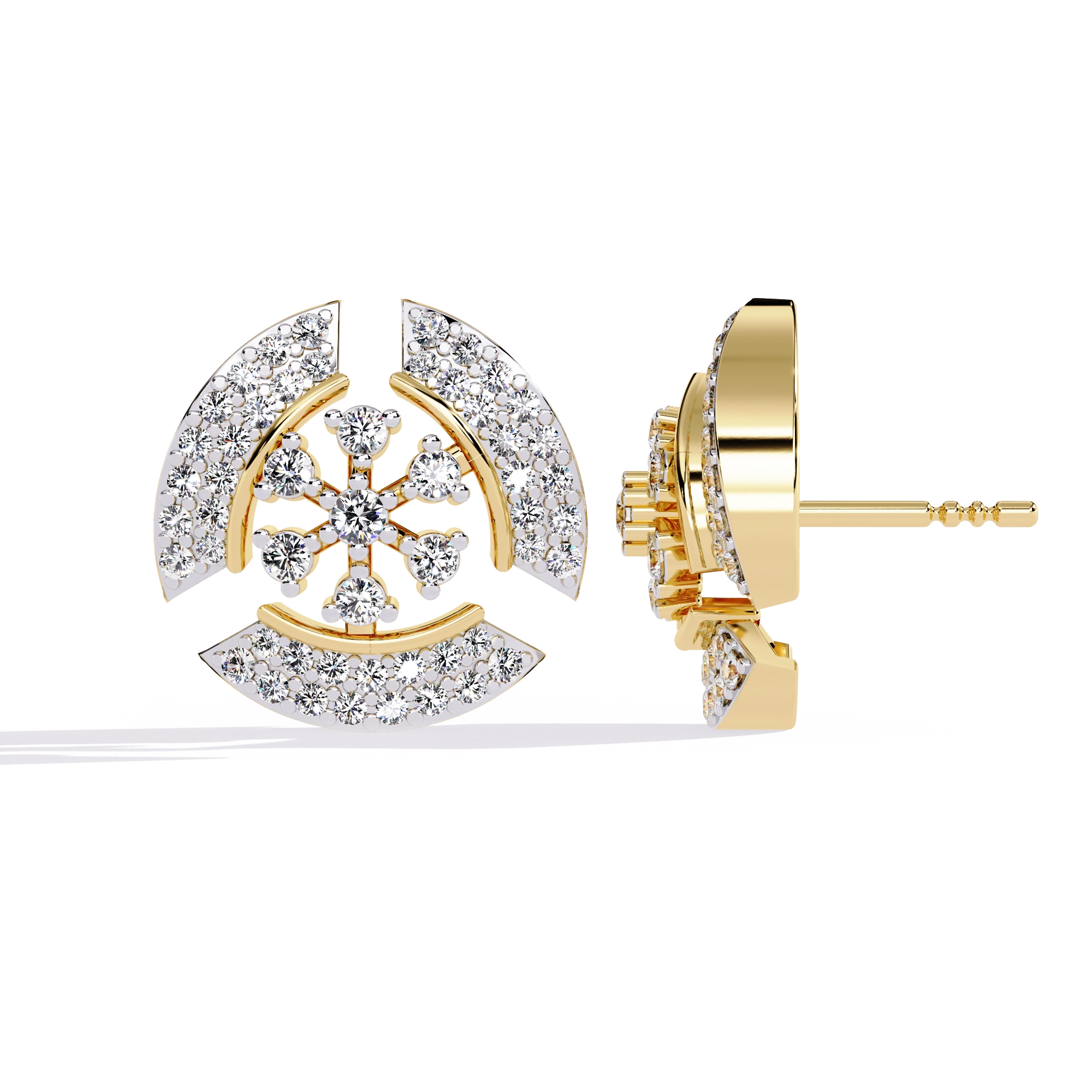 Crescent Diamond Stud Earrings