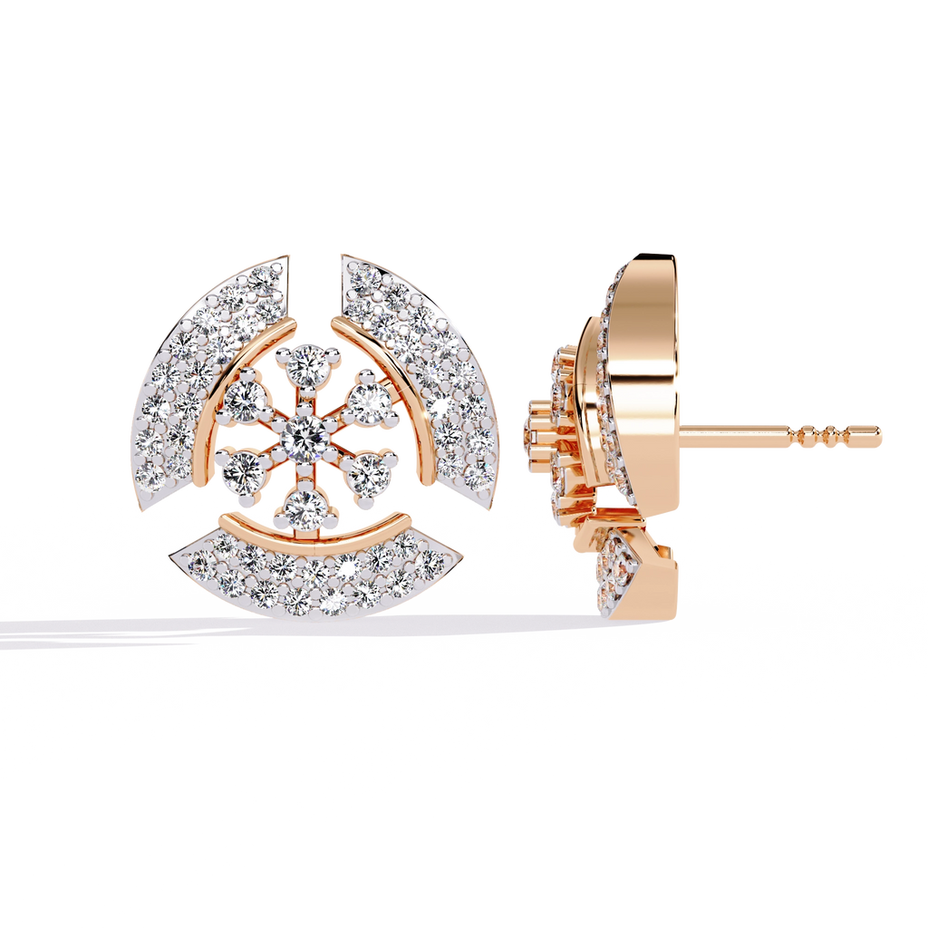 Crescent Diamond Stud Earrings