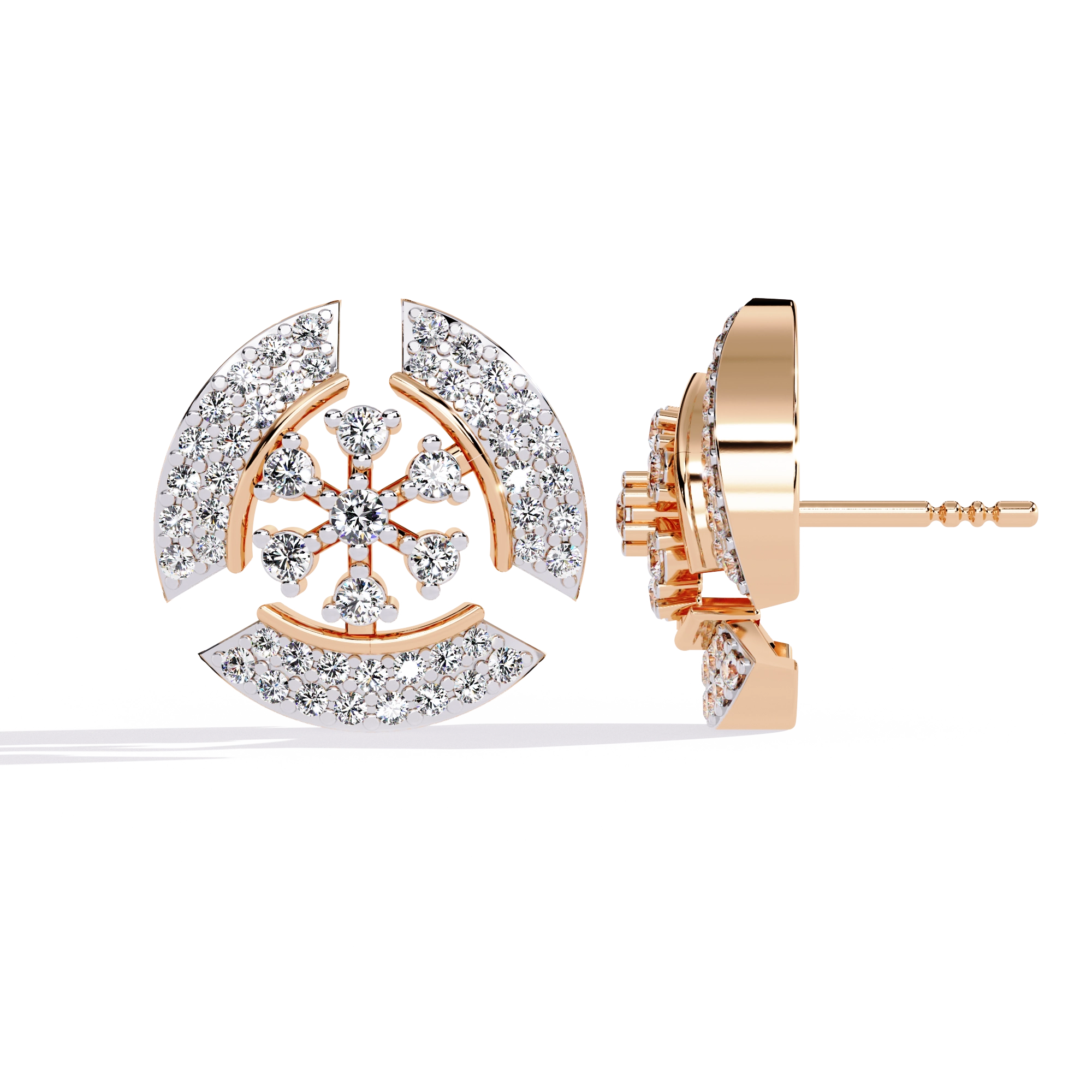 Crescent Diamond Stud Earrings