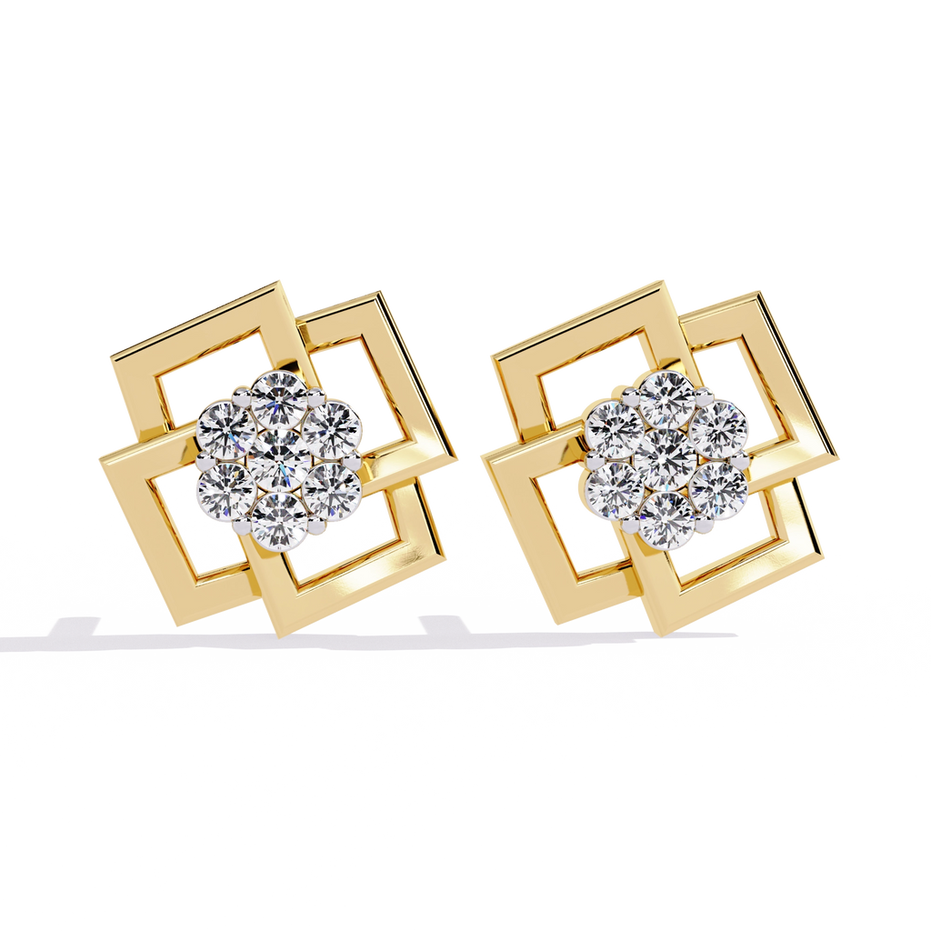 Geometric Gold Stud Earrings