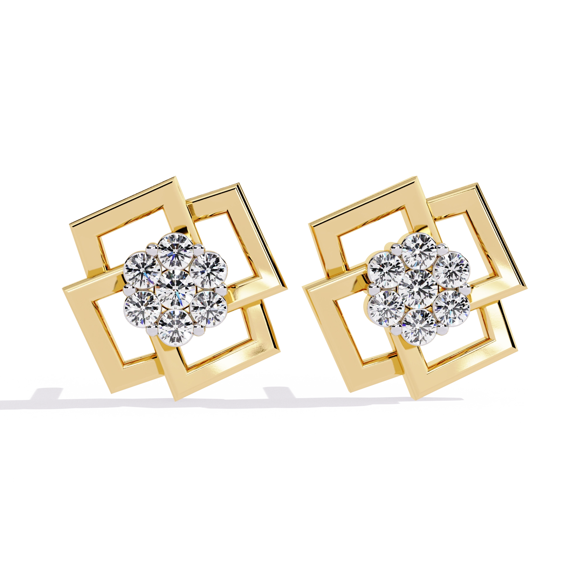 Geometric Gold Stud Earrings