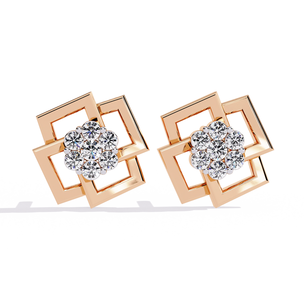Geometric Gold Stud Earrings