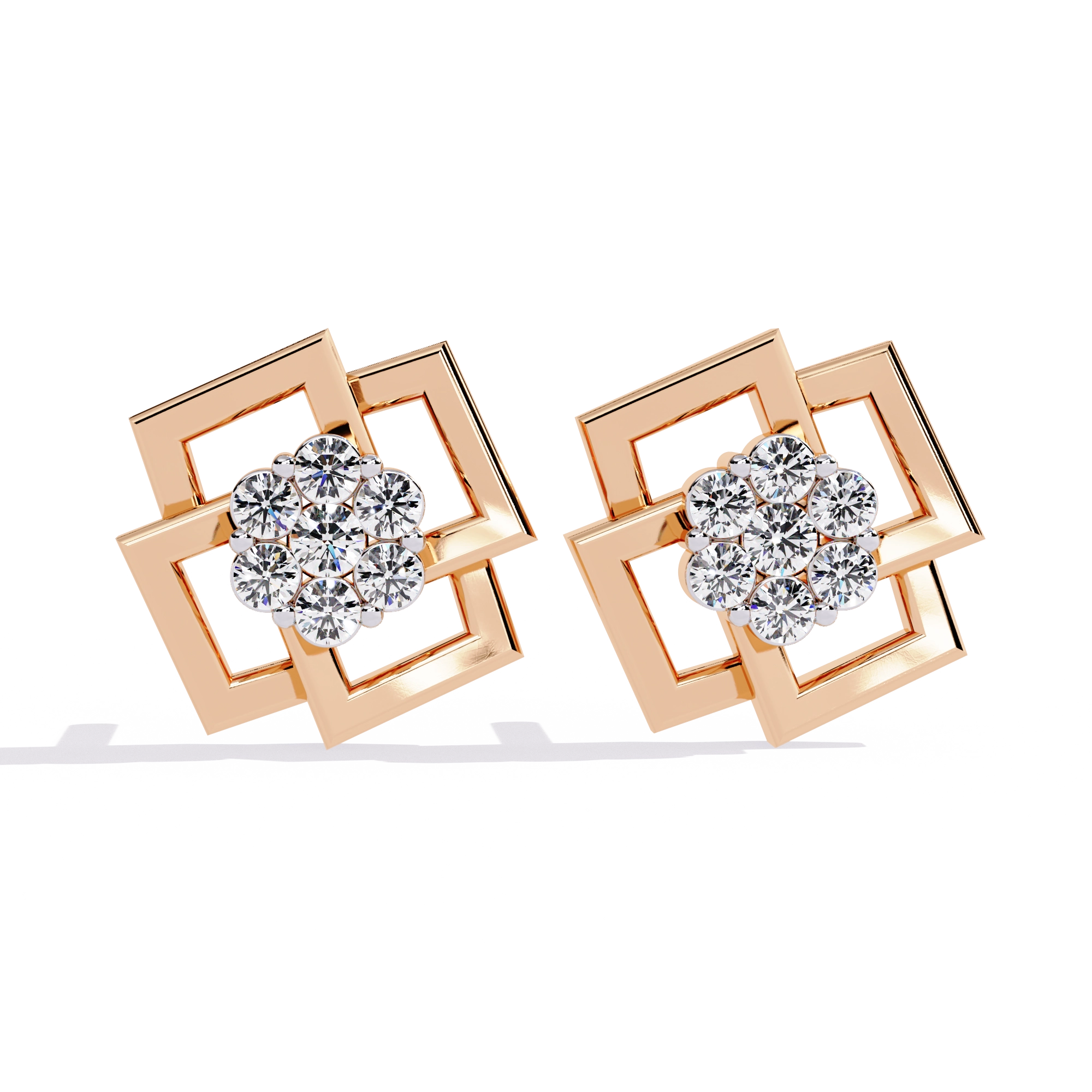 Geometric Gold Stud Earrings