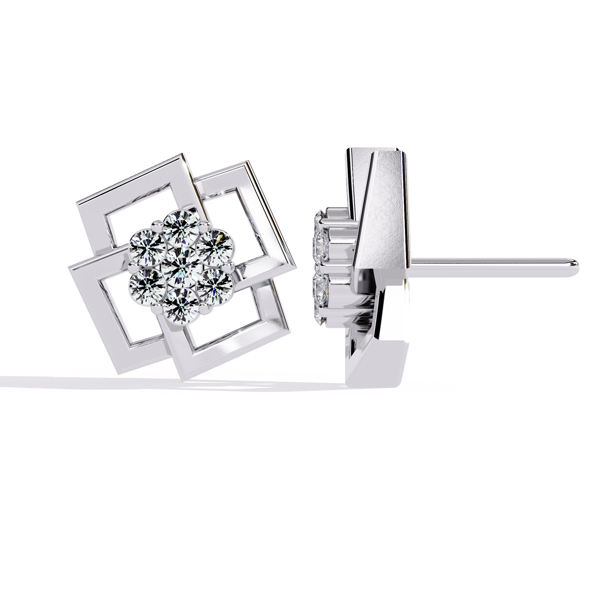 Geometric Gold Stud Earrings
