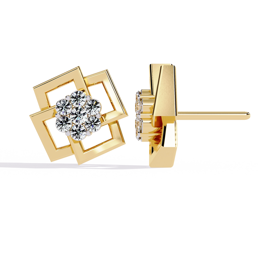 Geometric Gold Stud Earrings