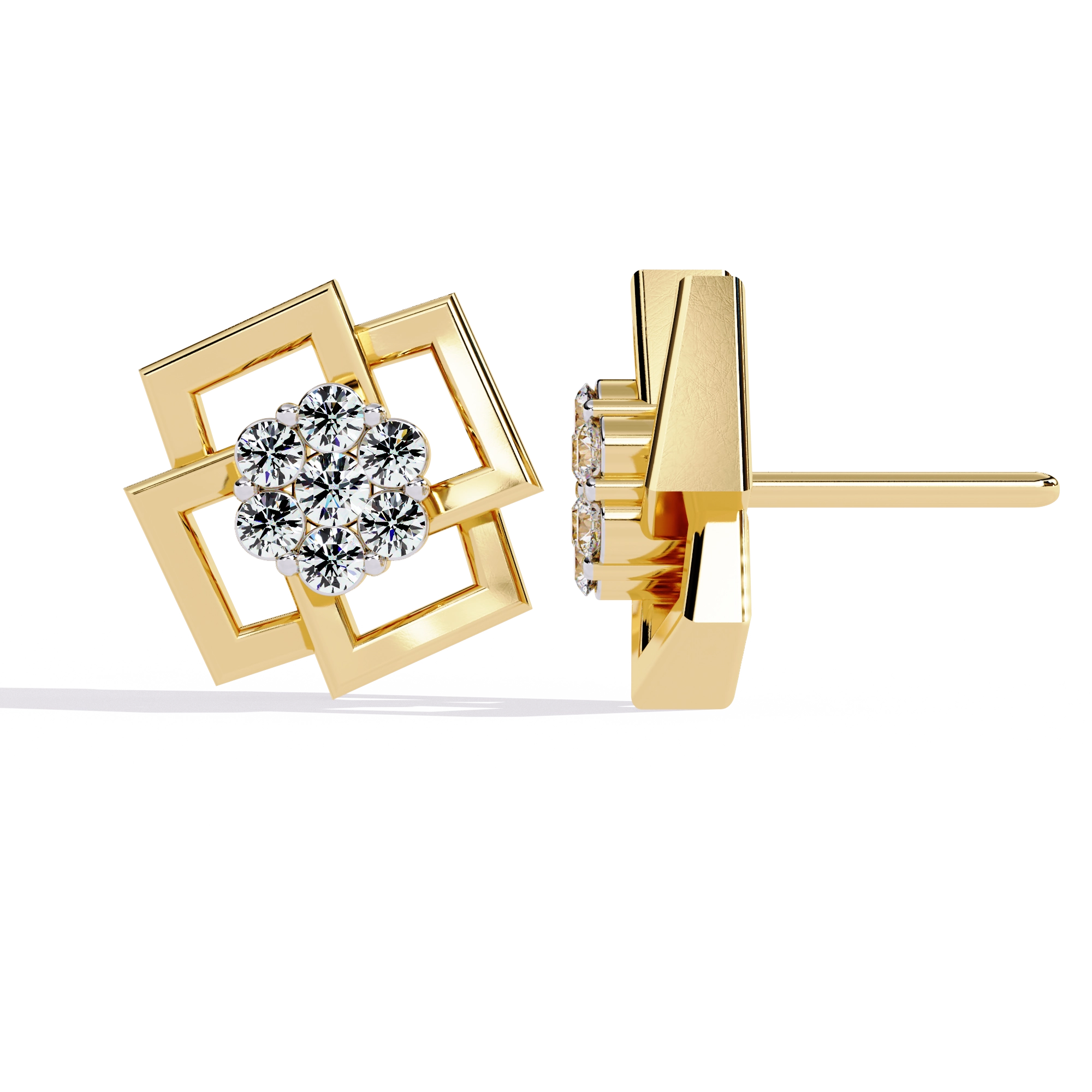 Geometric Gold Stud Earrings