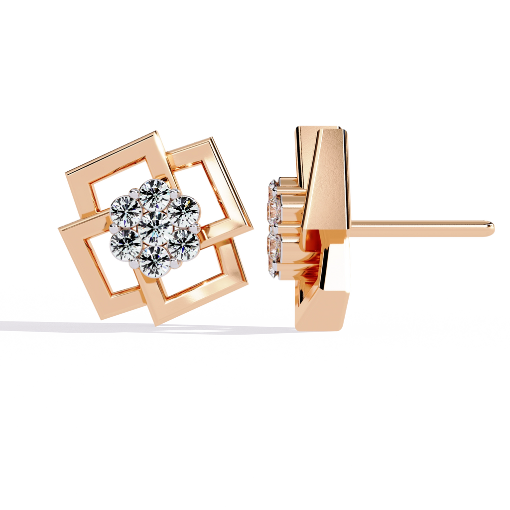 Geometric Gold Stud Earrings