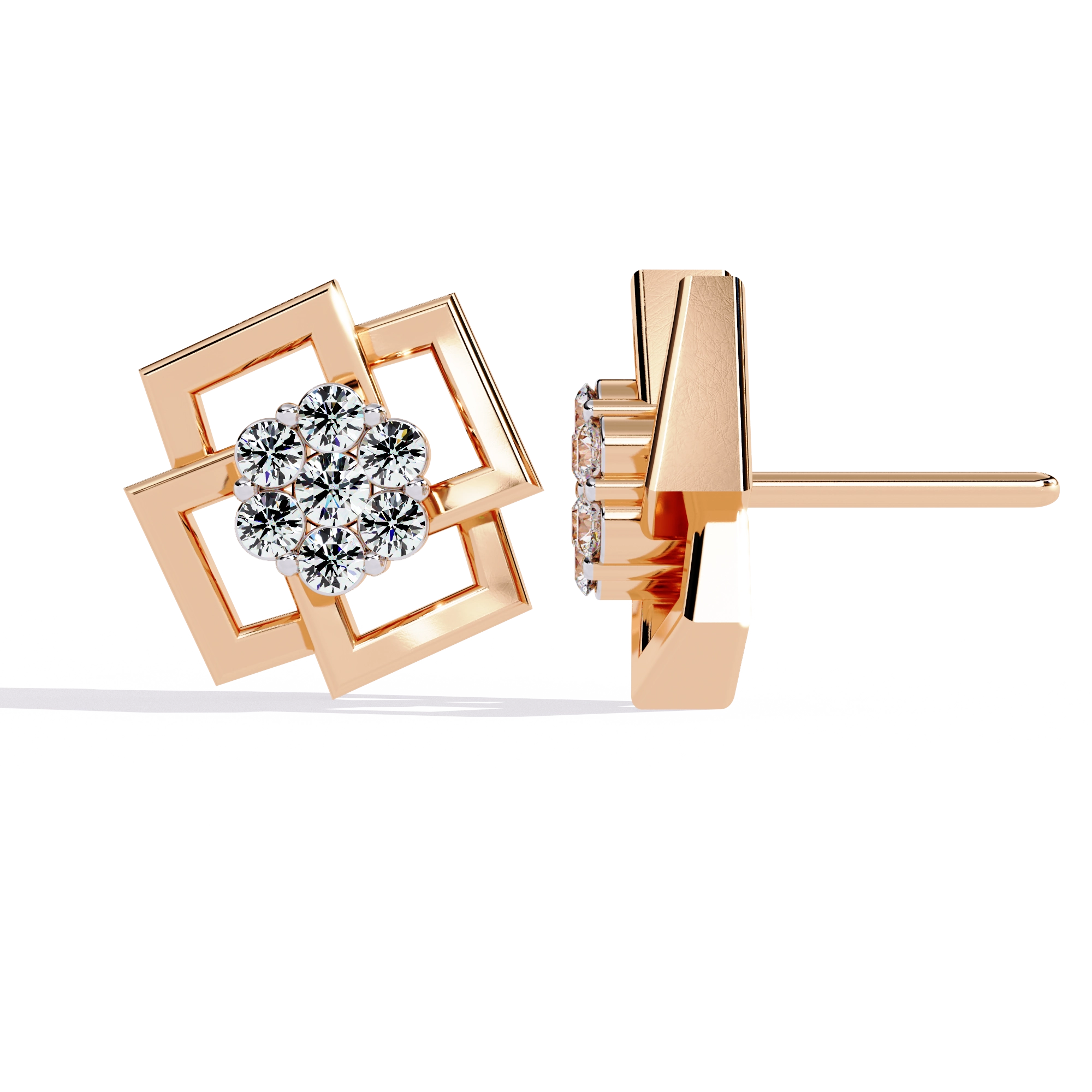 Geometric Gold Stud Earrings