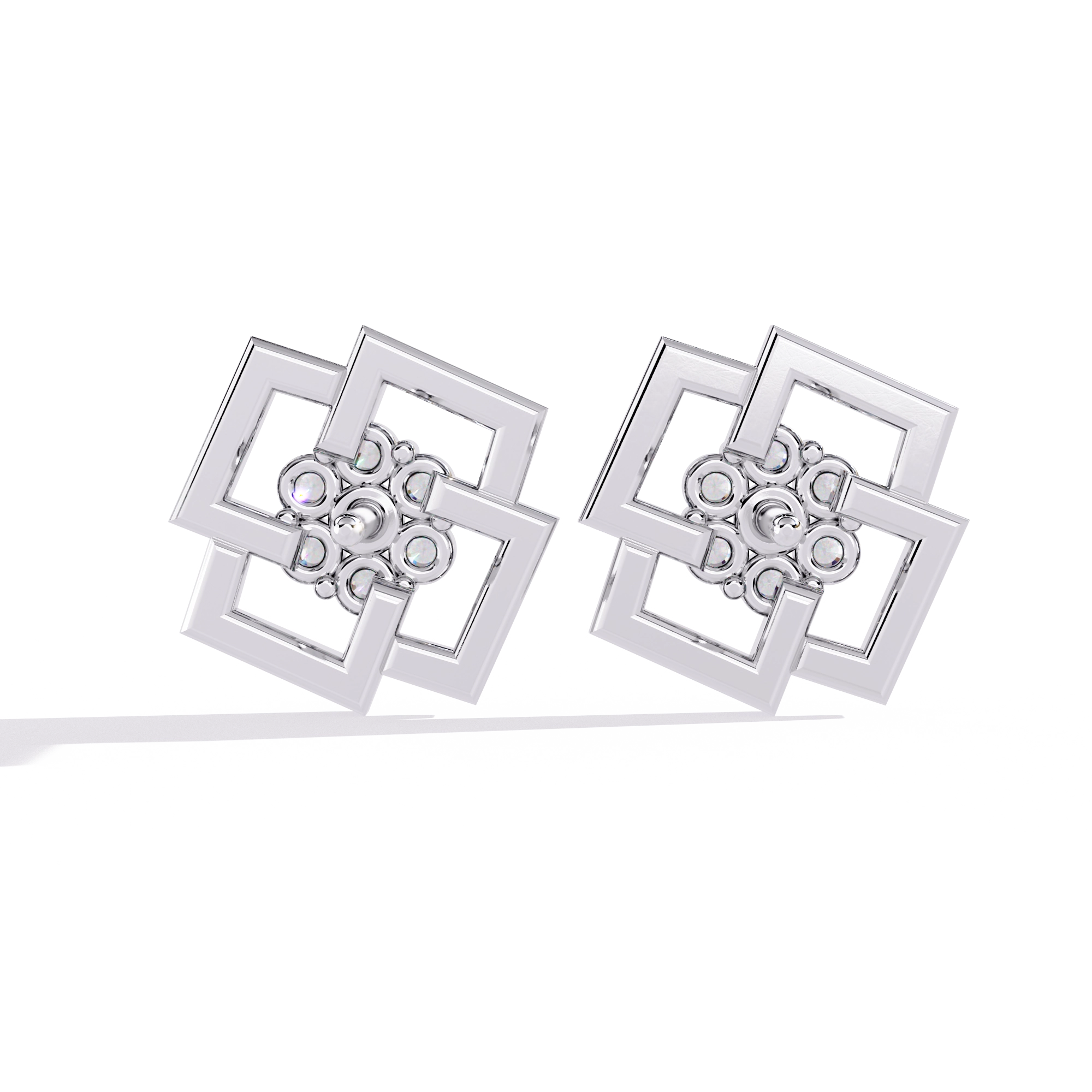 Geometric Gold Stud Earrings