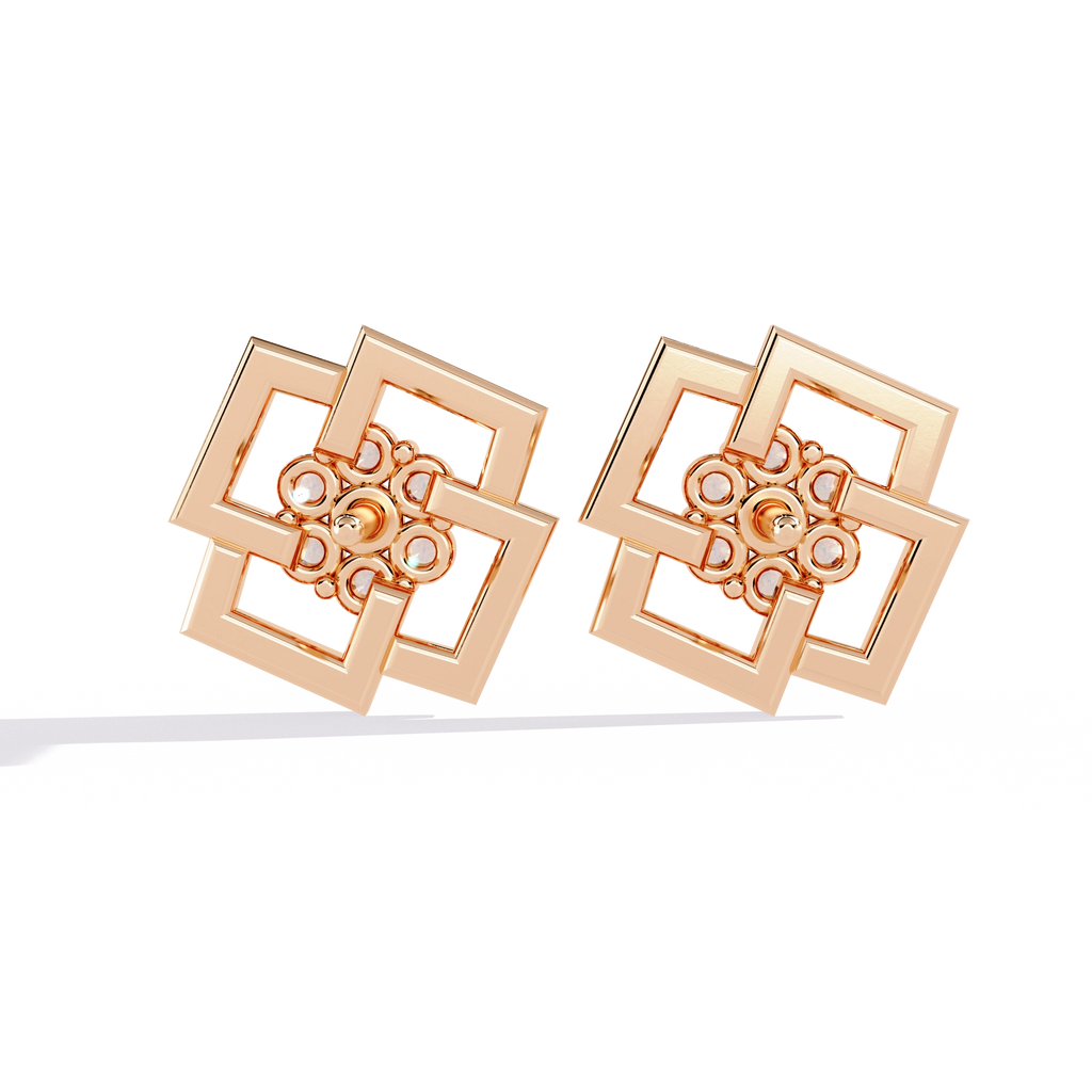 Geometric Gold Stud Earrings