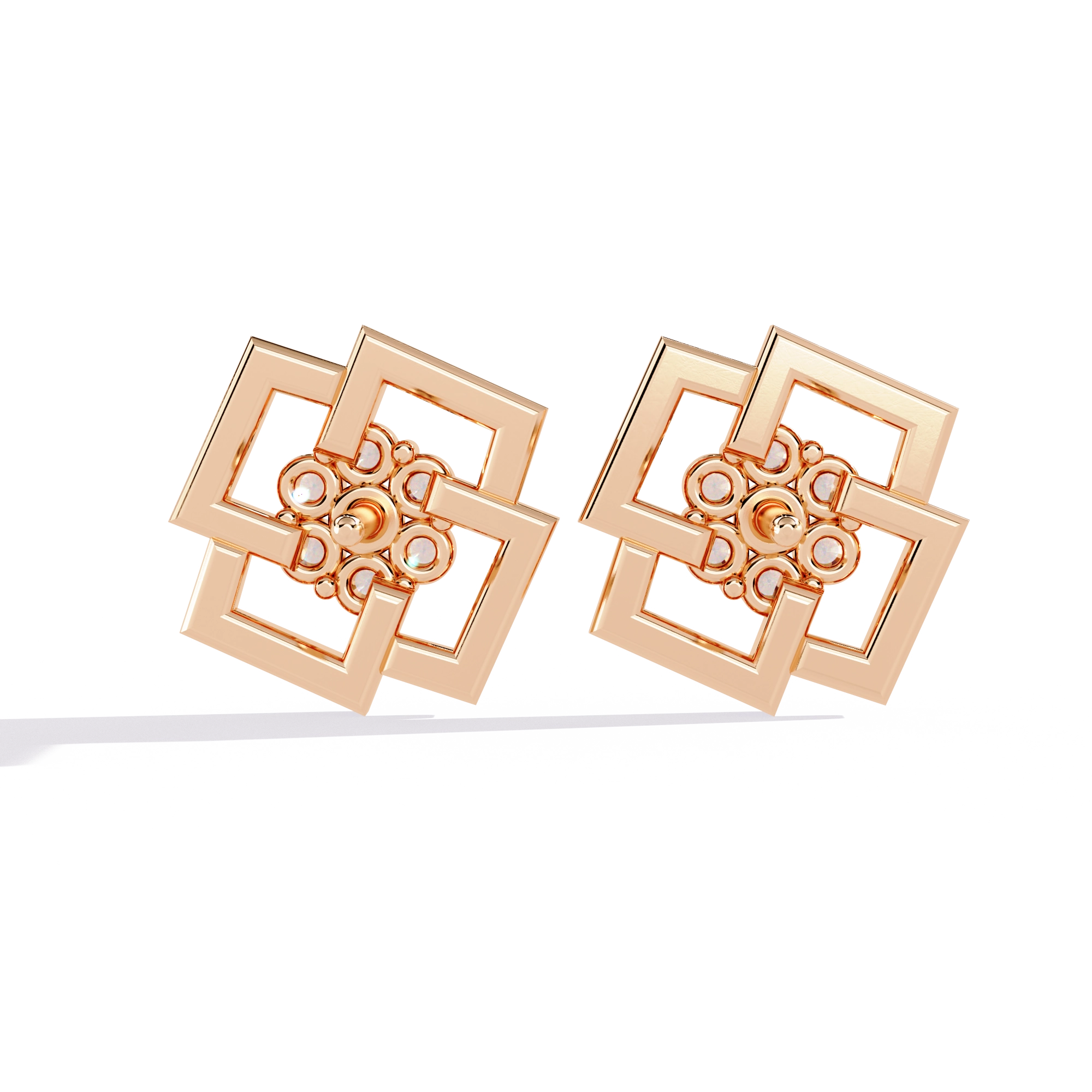 Geometric Gold Stud Earrings