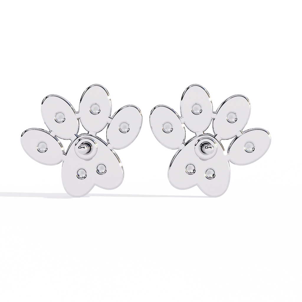 Paw Diamond Stud Earrings