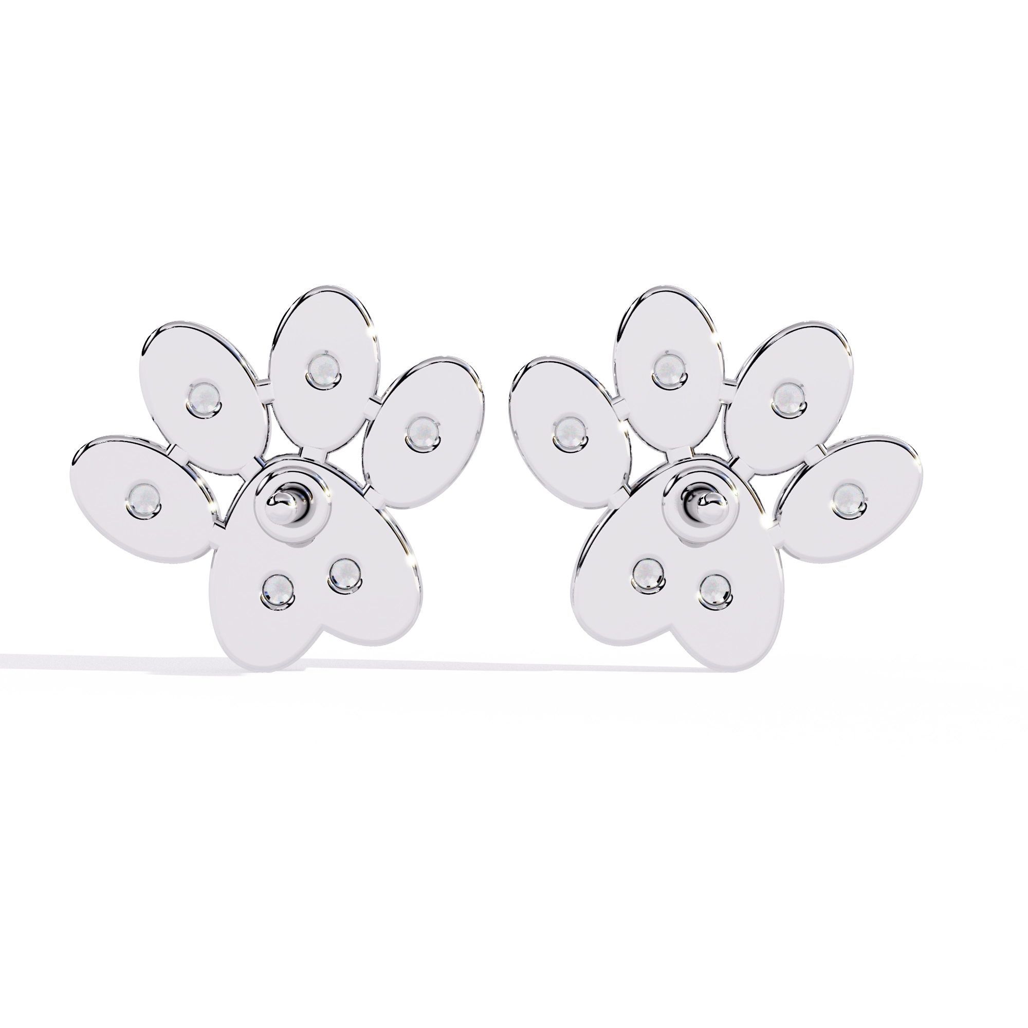 Paw Diamond Stud Earrings