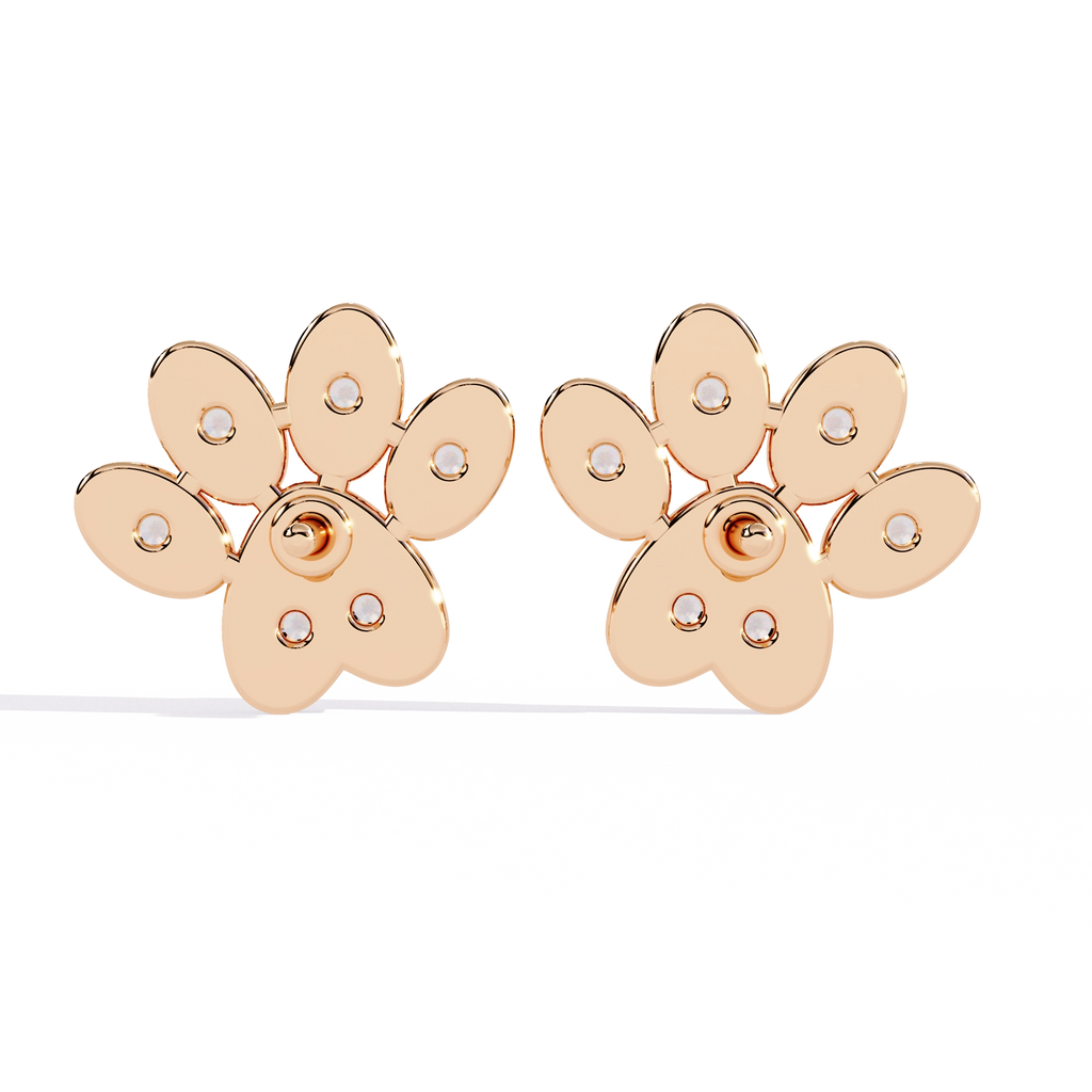 Paw Diamond Stud Earrings