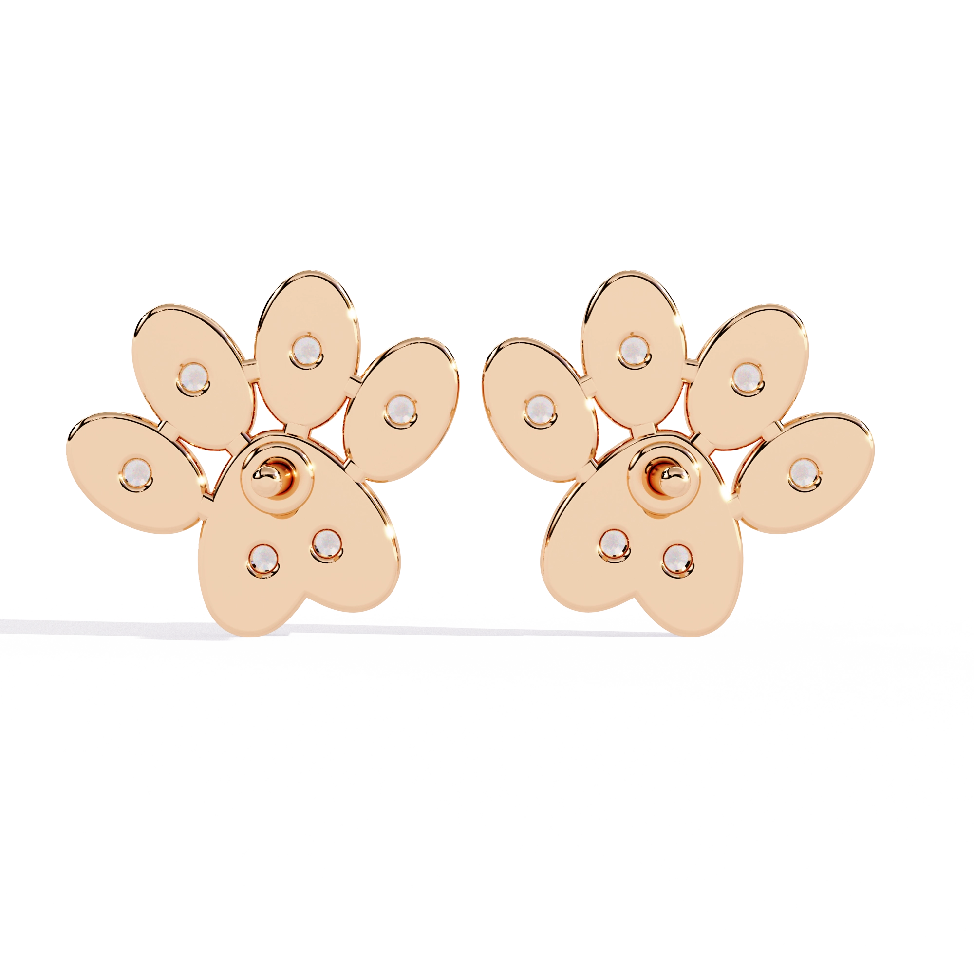 Paw Diamond Stud Earrings