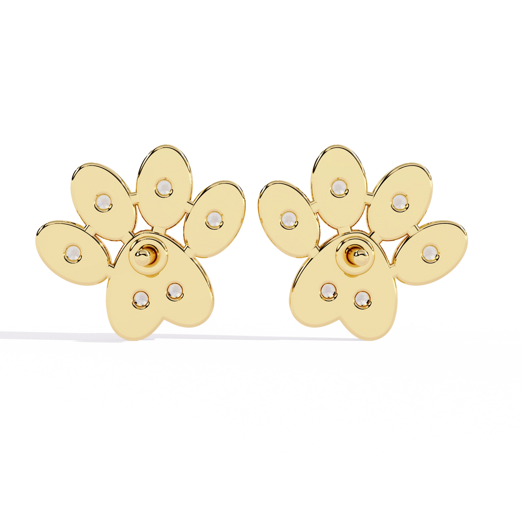 Paw Diamond Stud Earrings