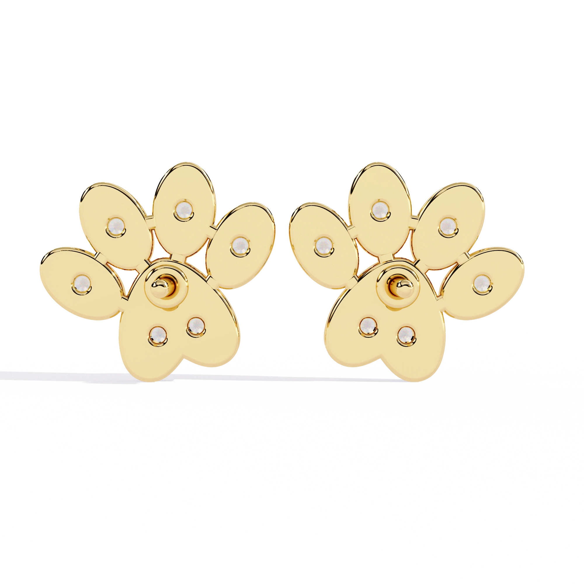 Paw Diamond Stud Earrings