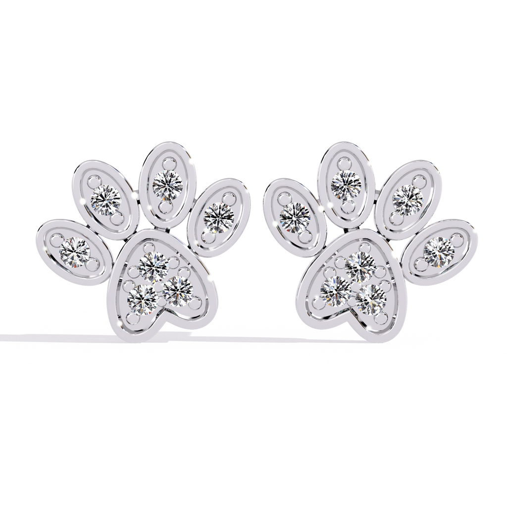 Paw Diamond Stud Earrings