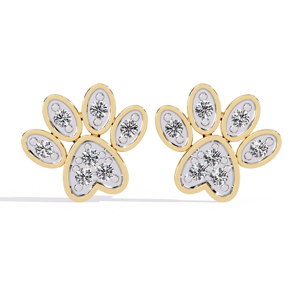 Paw Diamond Stud Earrings