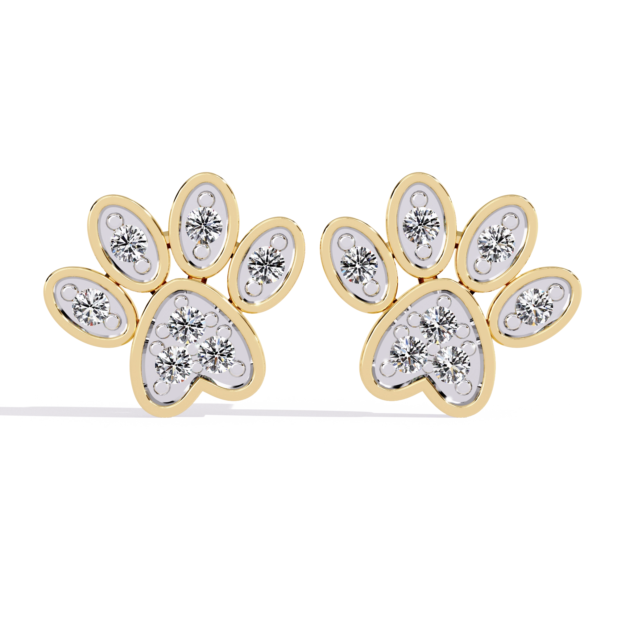 Paw Diamond Stud Earrings