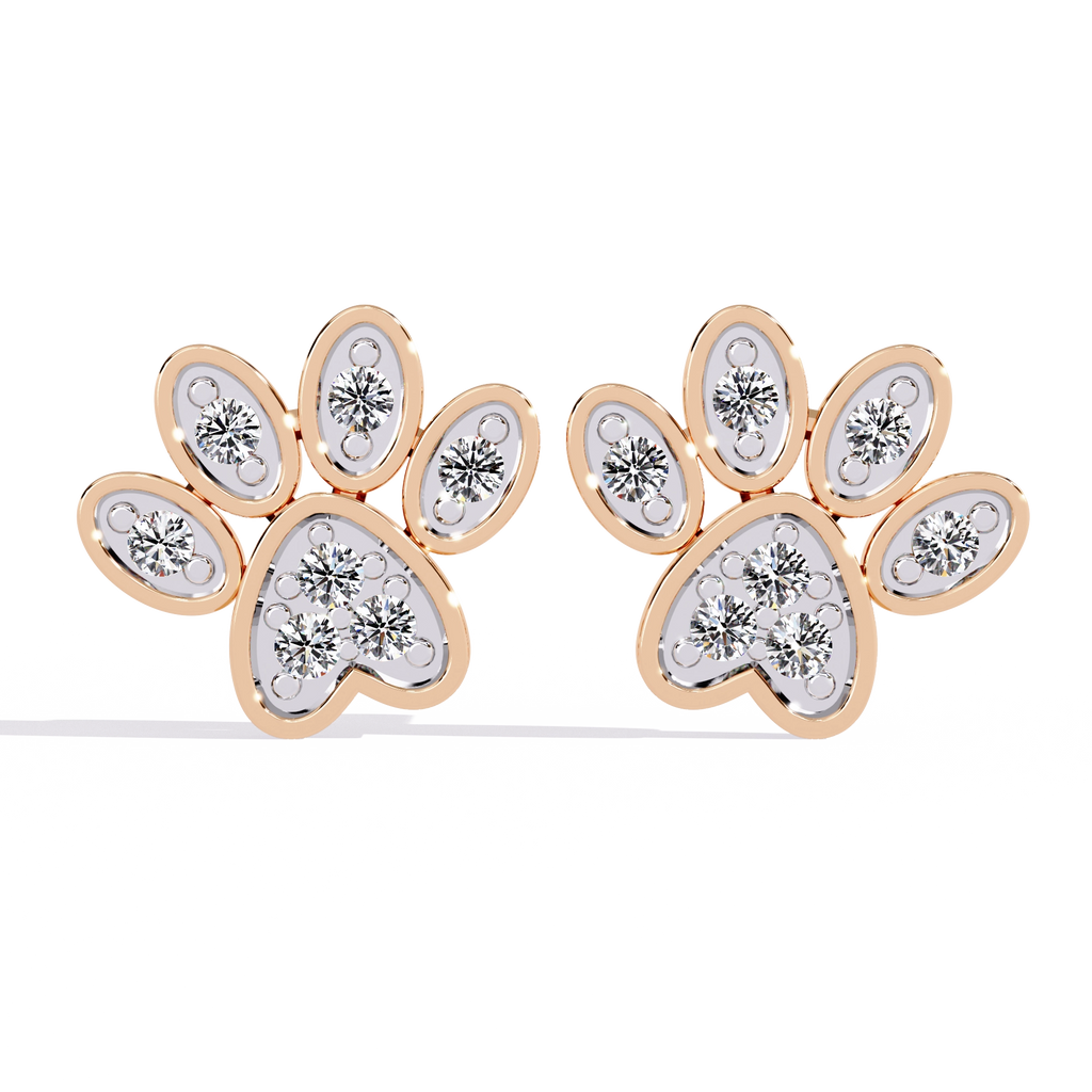 Paw Diamond Stud Earrings