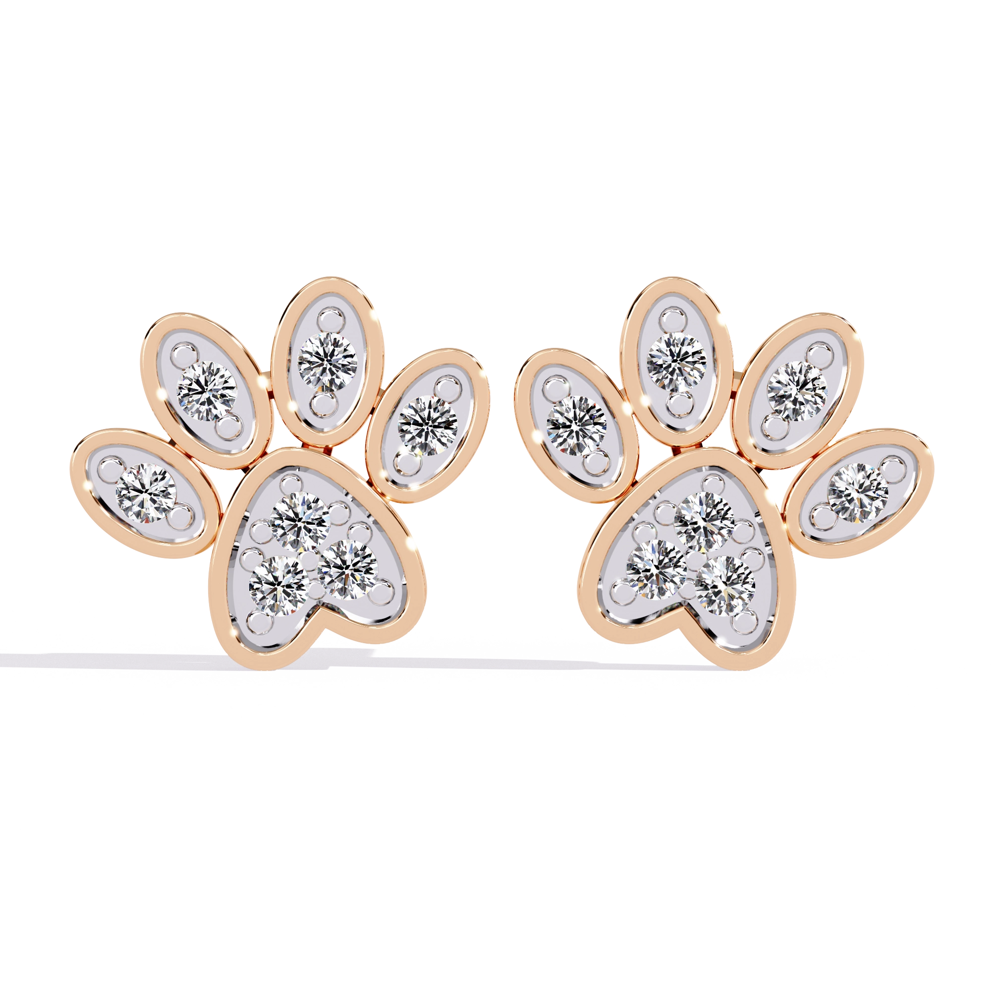 Paw Diamond Stud Earrings
