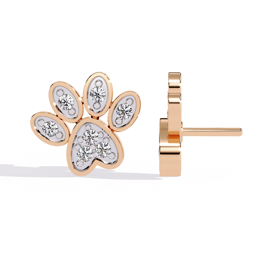 Paw Diamond Stud Earrings
