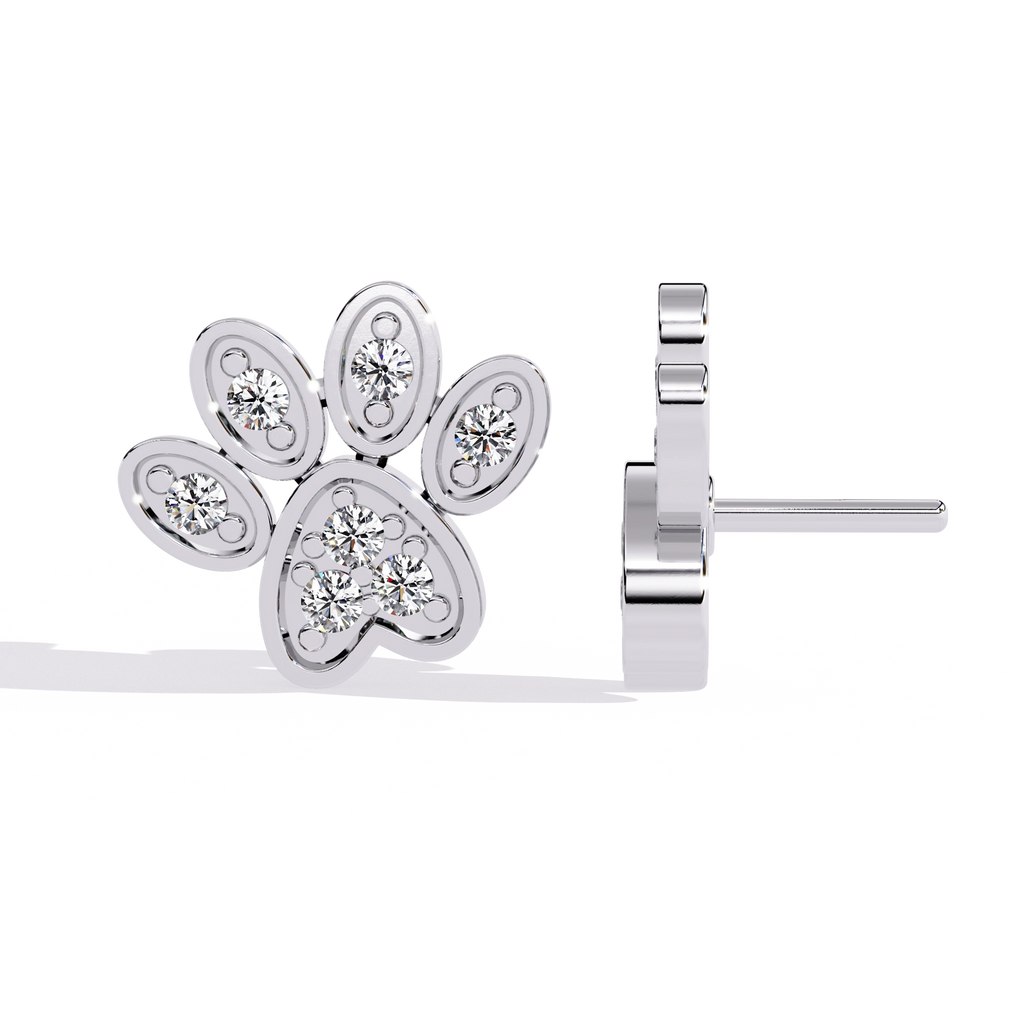 Paw Diamond Stud Earrings