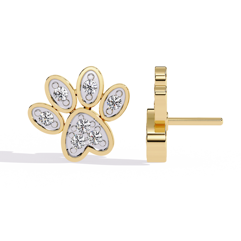 Paw Diamond Stud Earrings