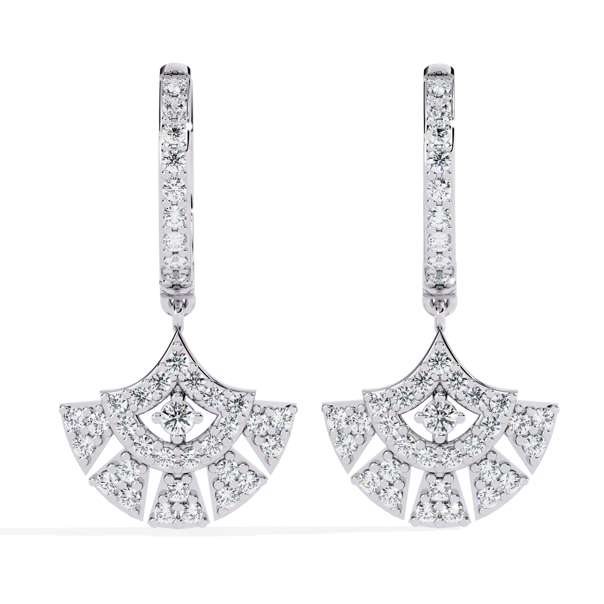 Fan Diamond Drop Earrings