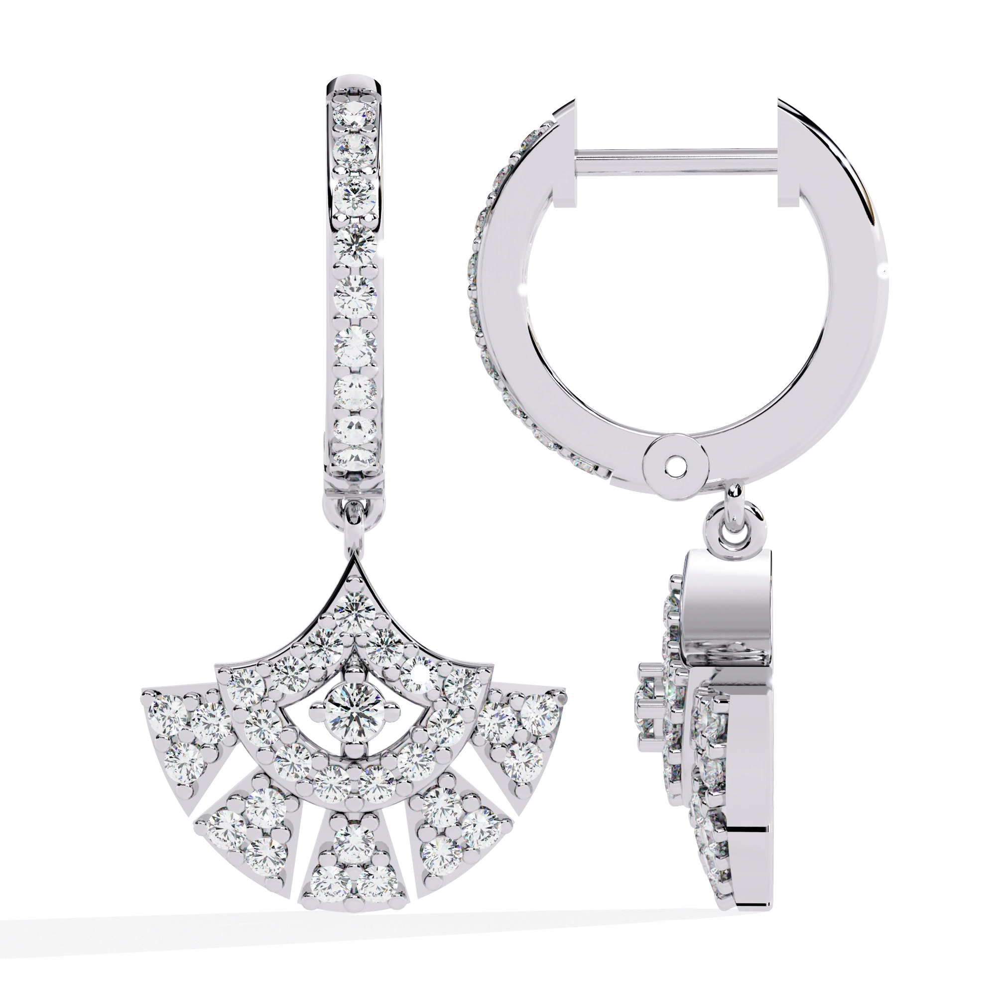 Fan Diamond Drop Earrings