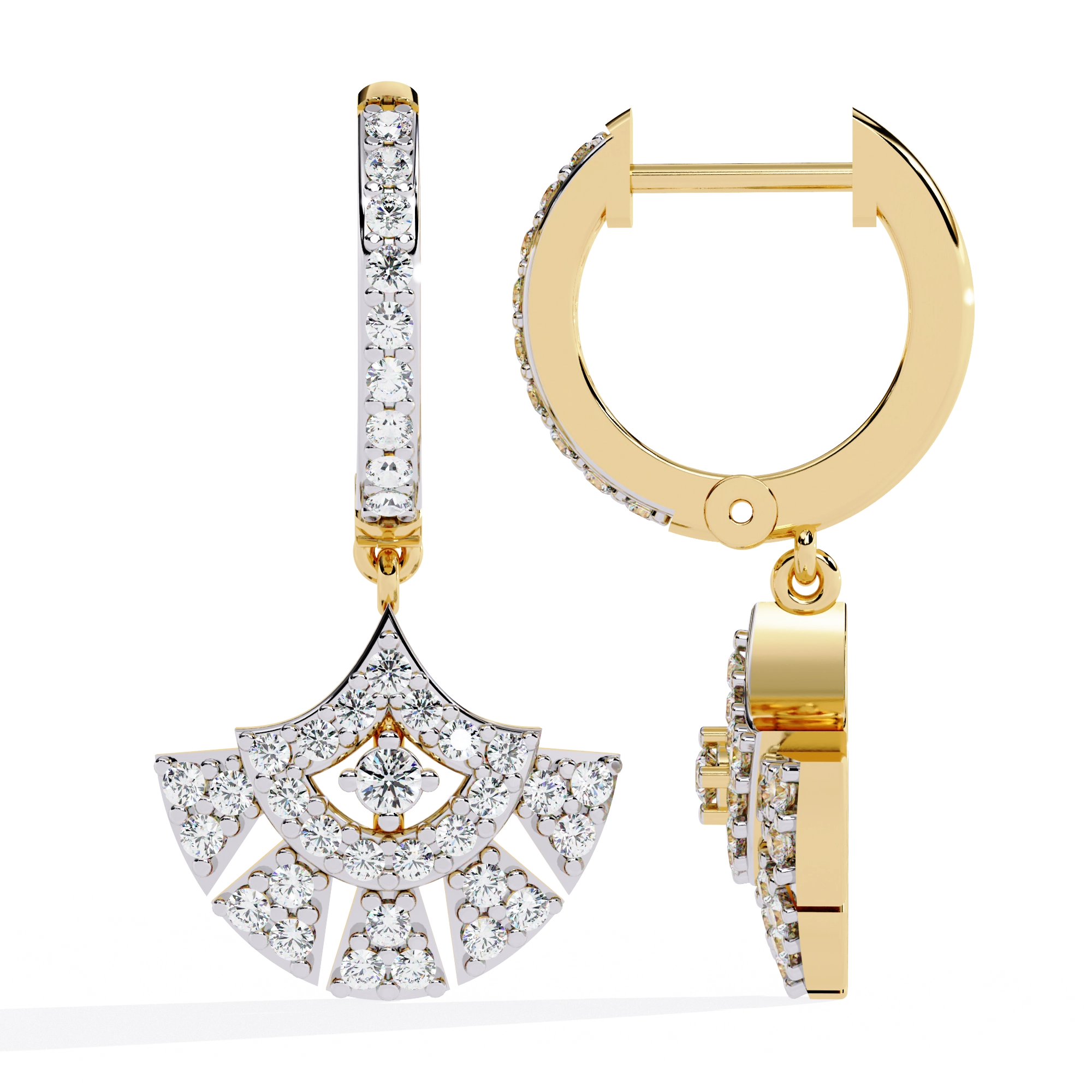 Fan Diamond Drop Earrings
