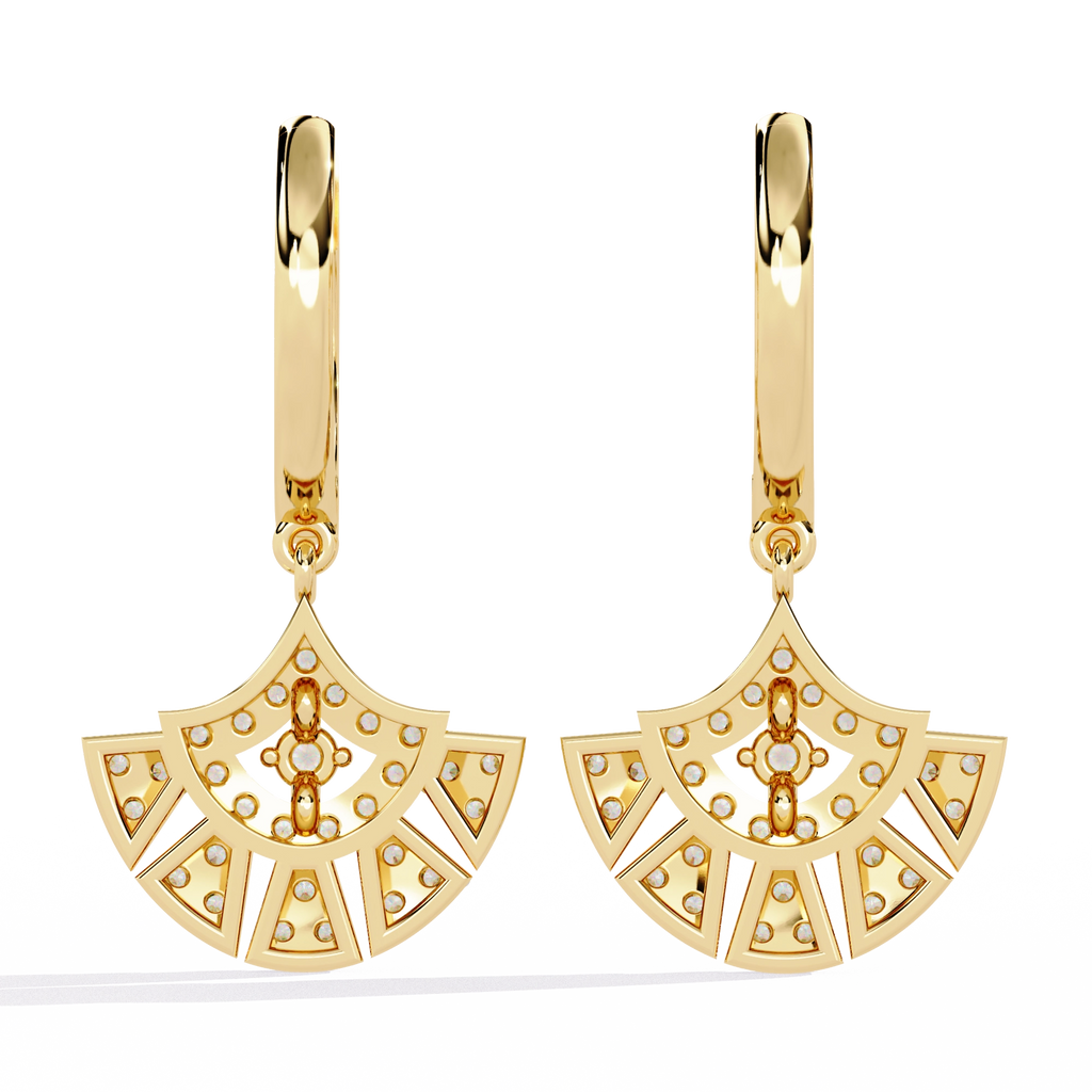 Fan Diamond Drop Earrings