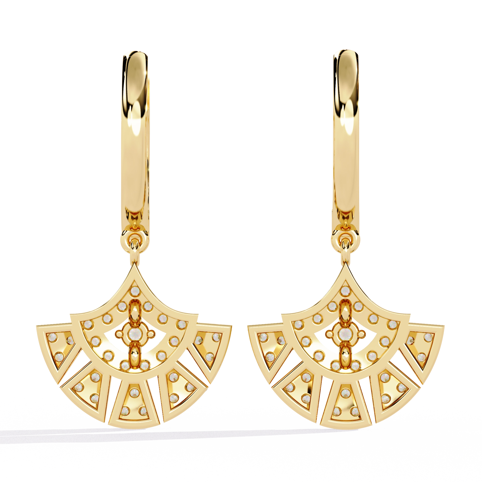 Fan Diamond Drop Earrings