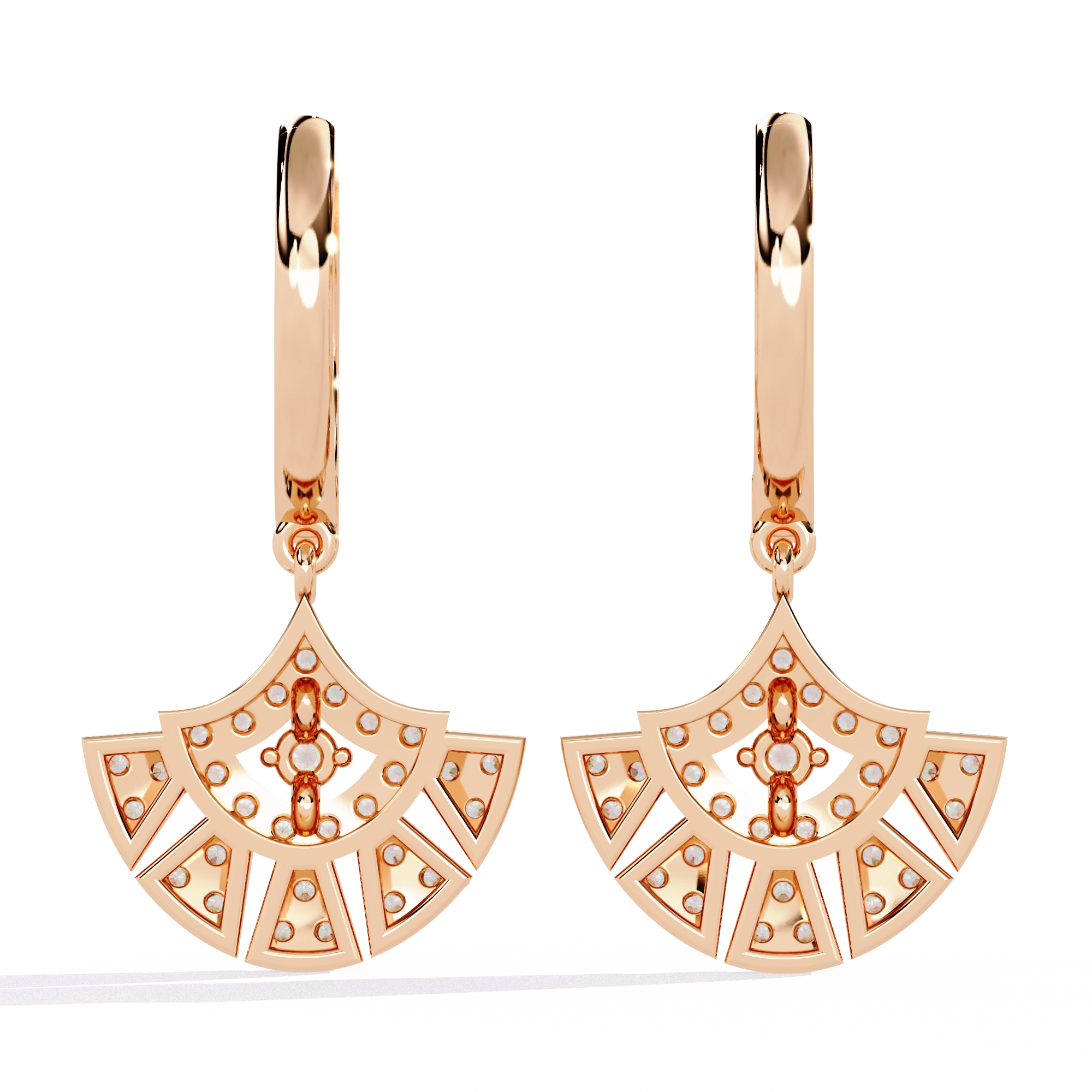 Fan Diamond Drop Earrings