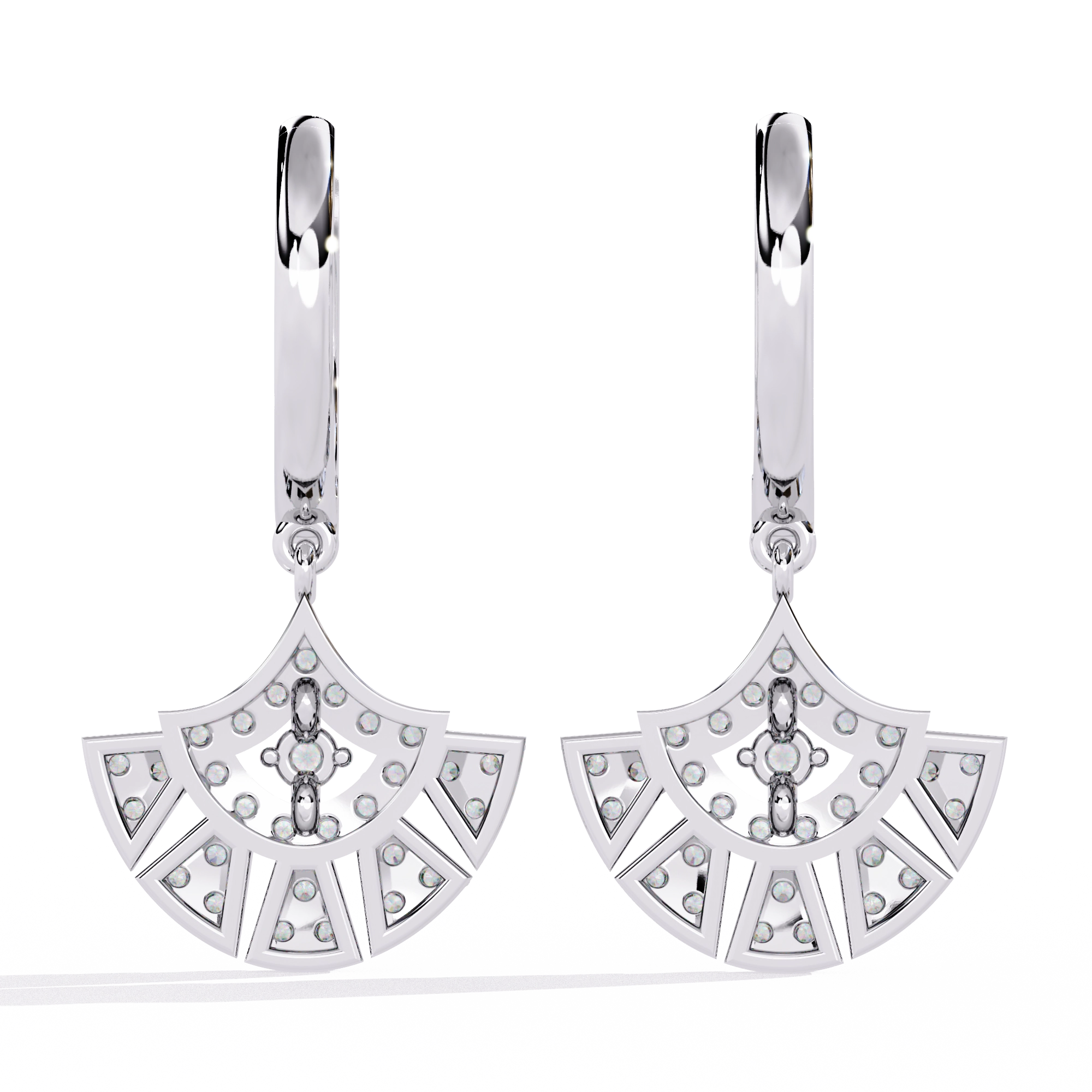 Fan Diamond Drop Earrings